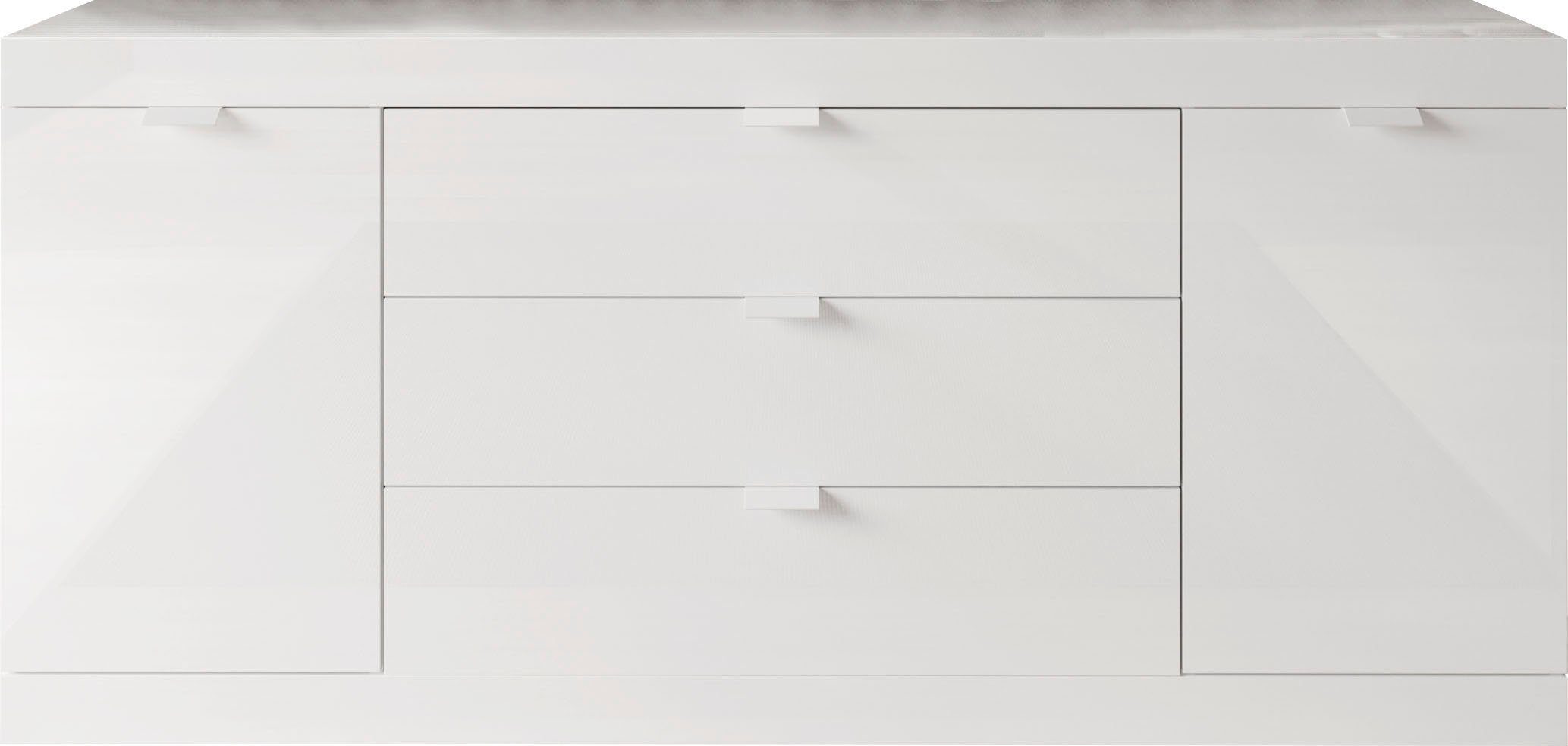 LC Sideboard Slim, Breite 181 cm, weiß Hochglanz Lack, FSC®-zertifizierter  Holzwerkstoff