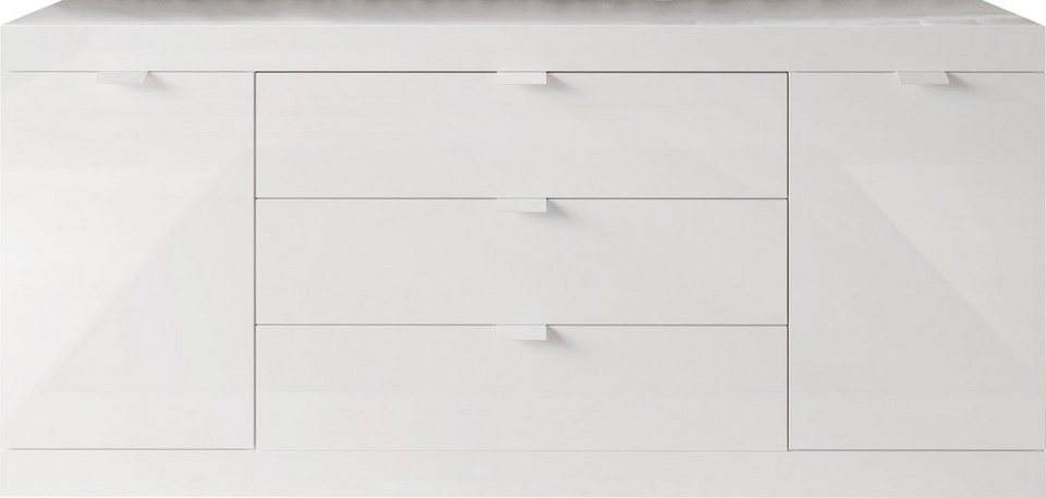 LC Sideboard Slim, Breite 181 cm, weiß Hochglanz Lack, FSC®-zertifizierter  Holzwerkstoff