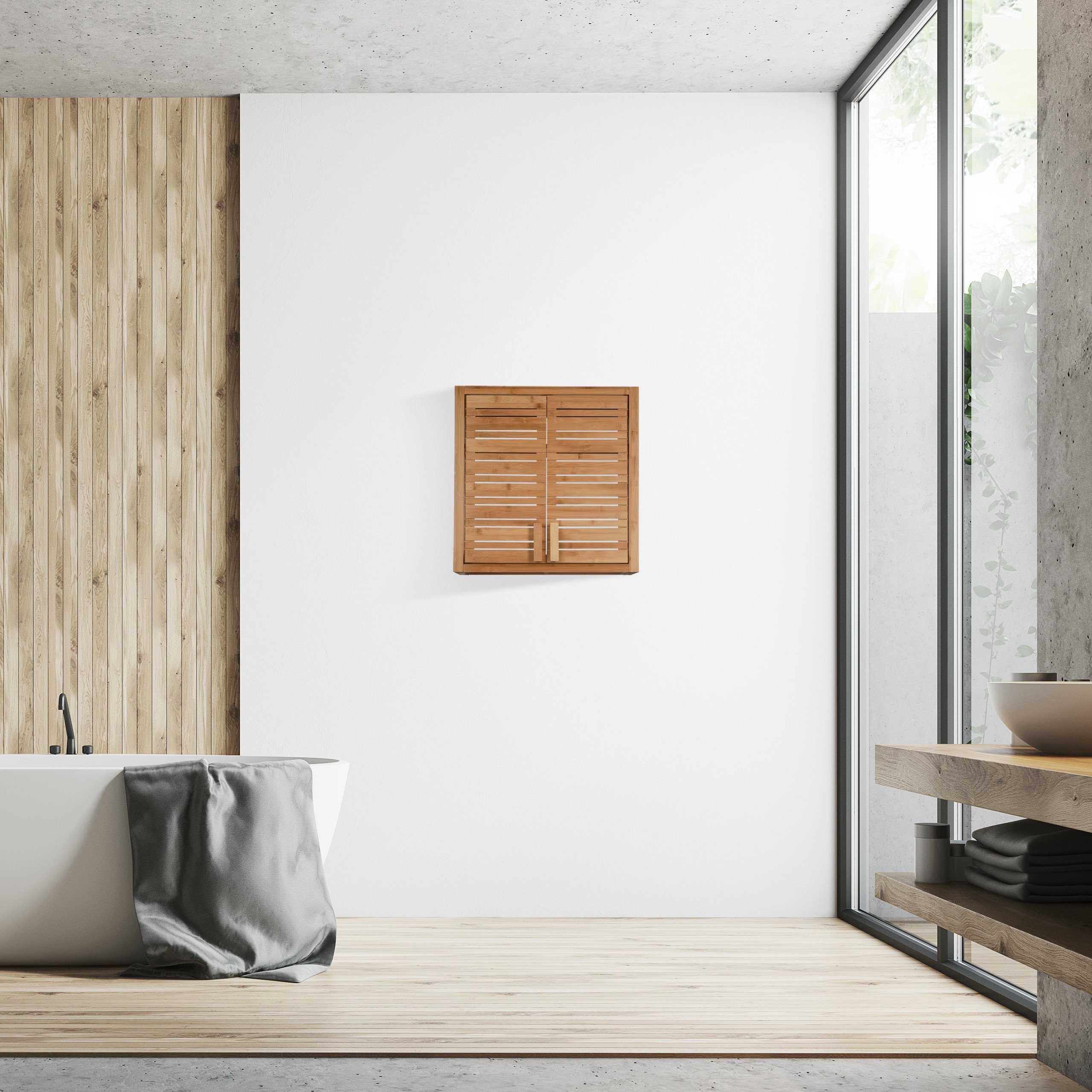 relaxdays Hängeschrank Wandschrank Bambus
