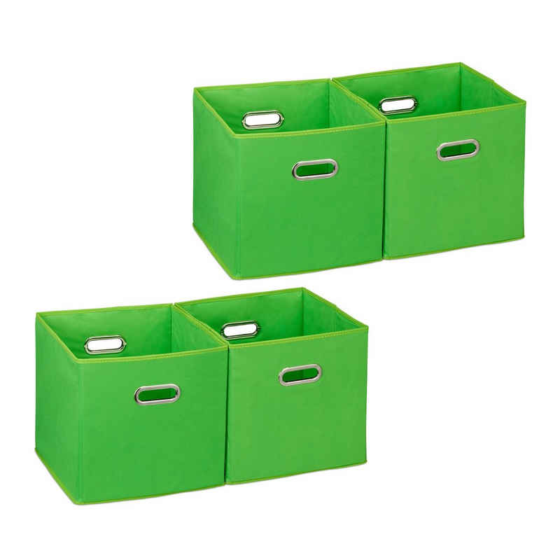 relaxdays Aufbewahrungsbox 4 x Aufbewahrungsbox Stoff grün
