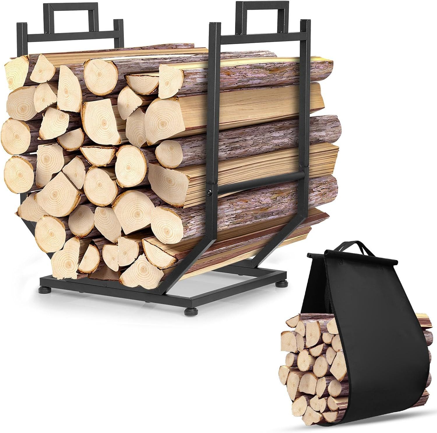 GarveeMore Kaminholzregal U-förmig mit stabilem Sockel & Griffen, BxTxH:33x günstig online kaufen