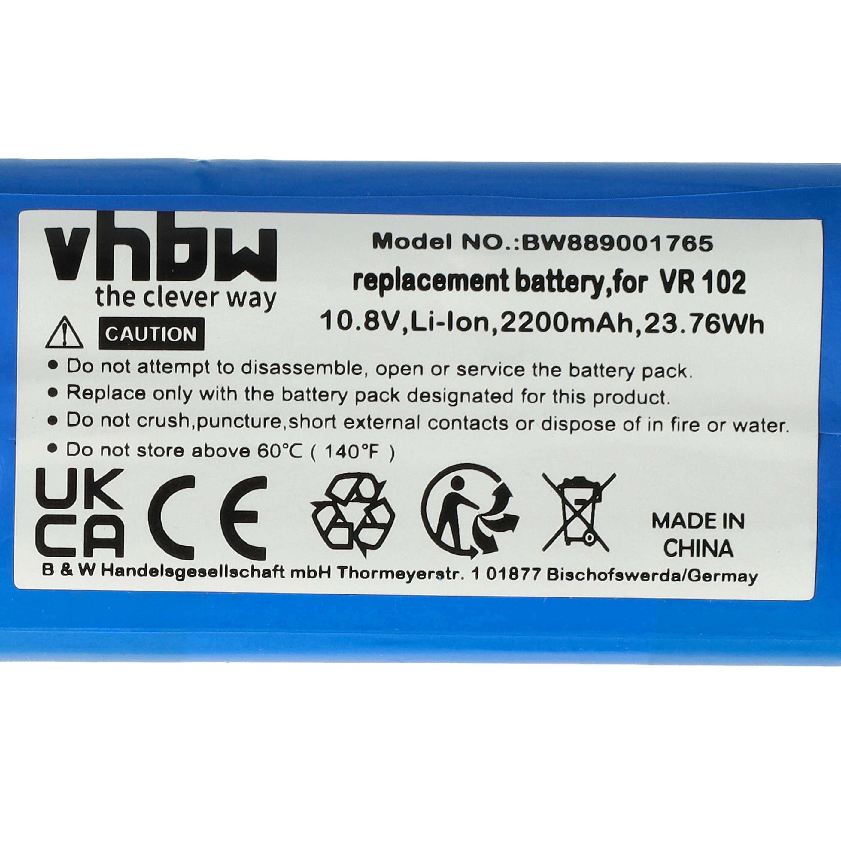 vhbw passend für Vileda VR 102, VR ONE Saugroboter Staubsauger-Akku Akku Li-Ion 2200 mAh (10,8 V, 1 St), Leistungsfähiger Austausch-Akku für Ihren Saugroboter – Bild 5 von 5
