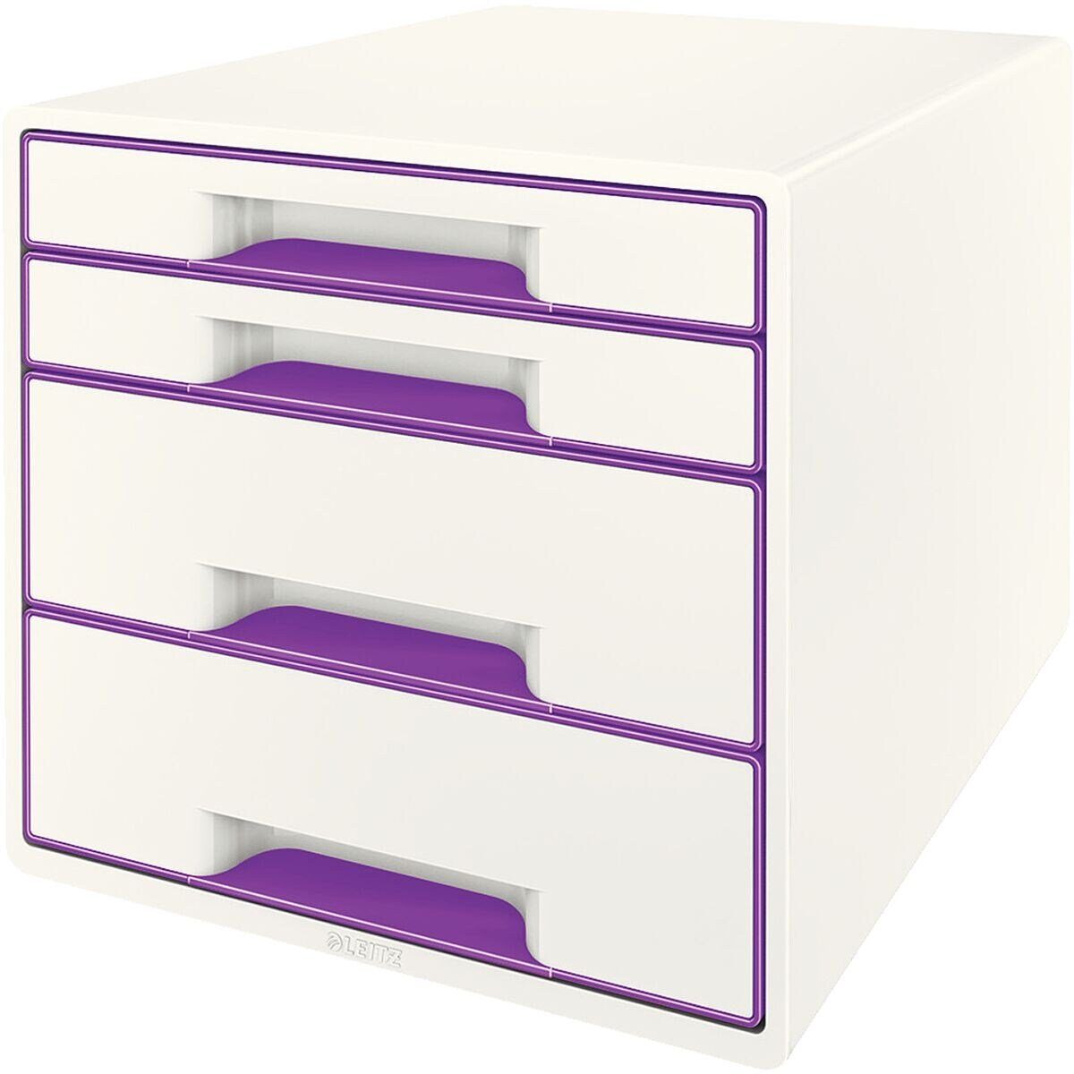 LEITZ Schubladenbox WOW Cube 5213, mit 4 Schubladen, geschlossen, stapelbar violett metallic