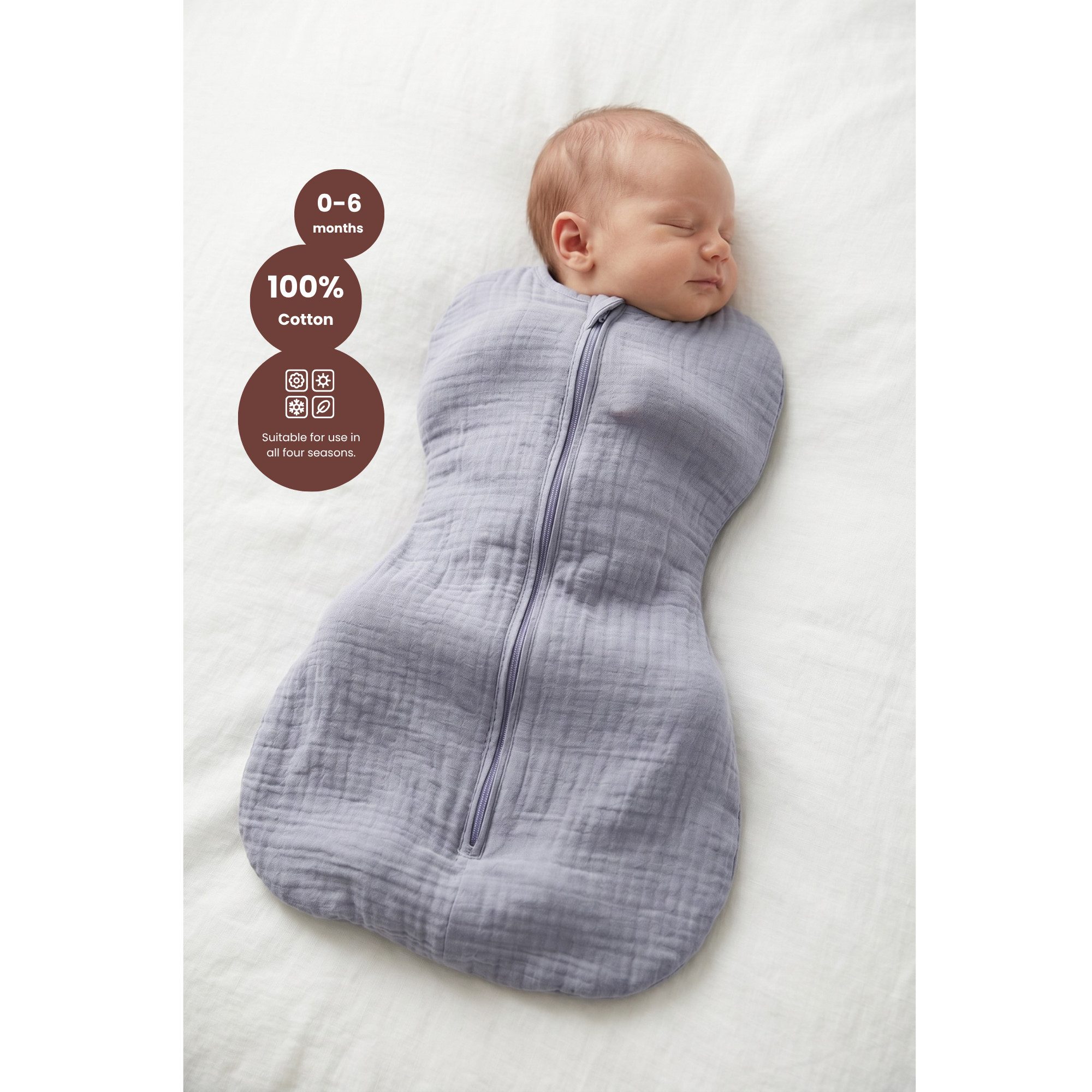 Bebekevi Babyschlafsack Baby Kokon Puckschlafsack Neugeborene 2,5–4 kg, Geschlossene Ärmel, OEKO TEX Standard 100 – Bild 3 von 5