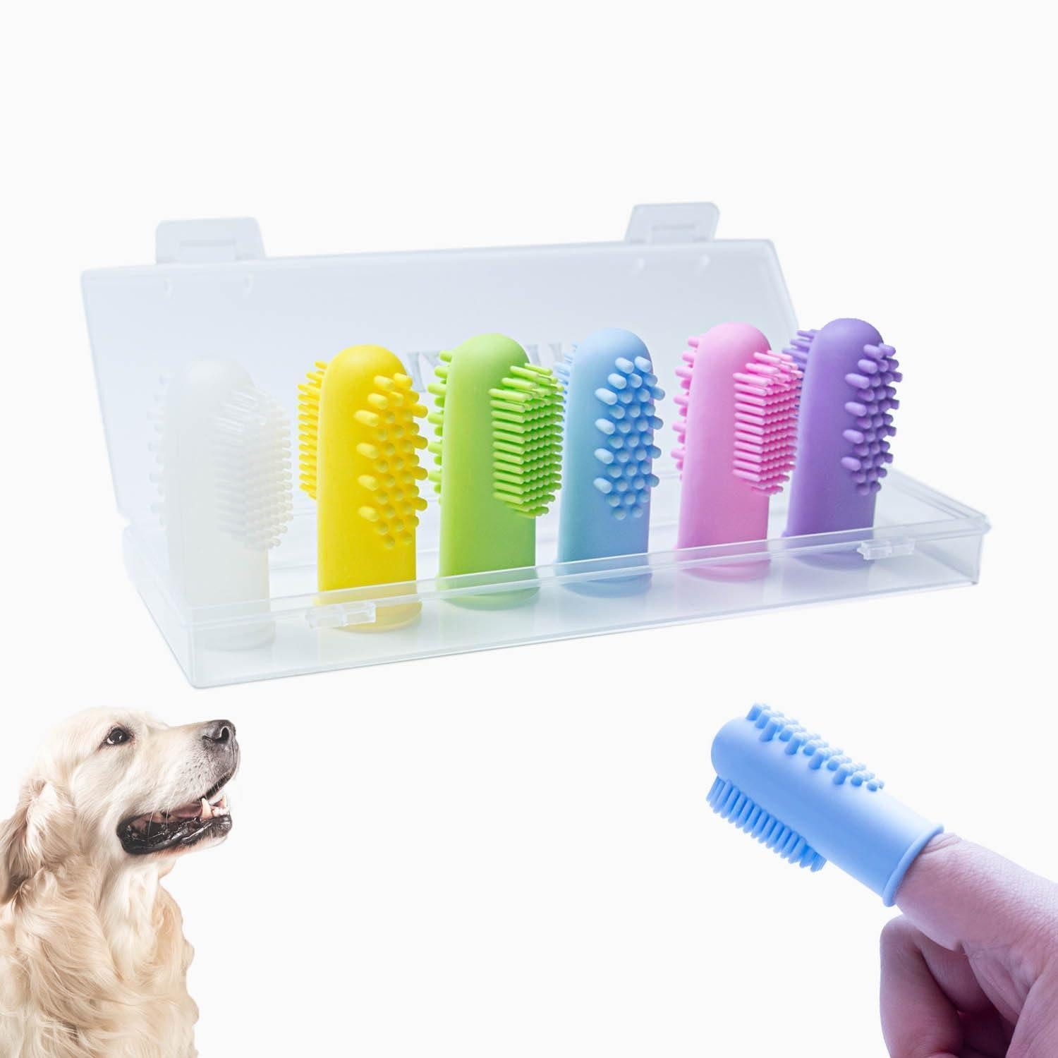LuxusKollektion Tier-Fingerzahnbürste Hund Finger Zahnbürste 6er Pack