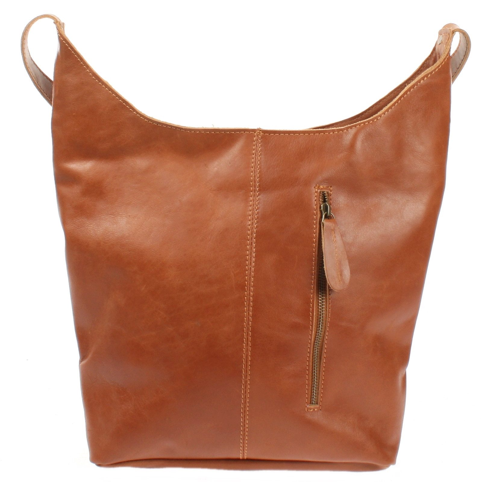 LECONI Schultertasche große Umhängetasche Beuteltasche Damentasche Shopper Echt Leder LE0055, Echtleder – Reißverschlussfach innen & außen – 34×34×11 cm