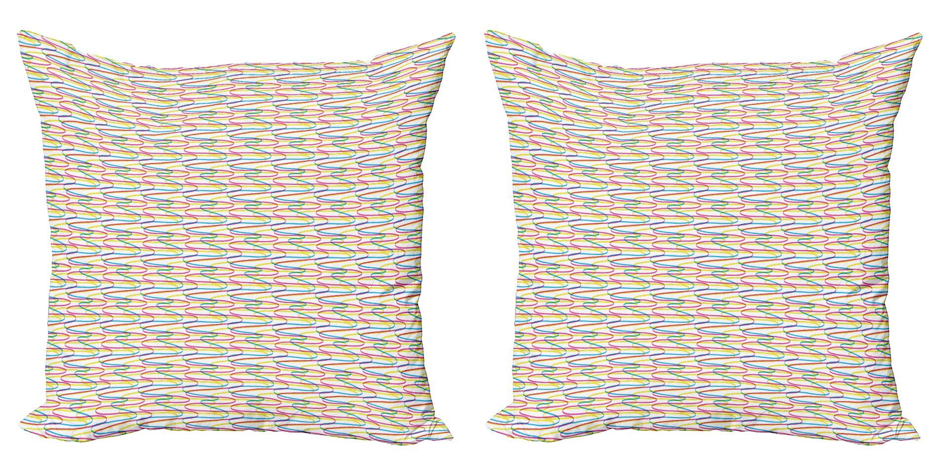 Kissenbezüge Modern Accent Doppelseitiger Digitaldruck, Abakuhaus (2 Stück), Bunt Gewellte Linien Muster
