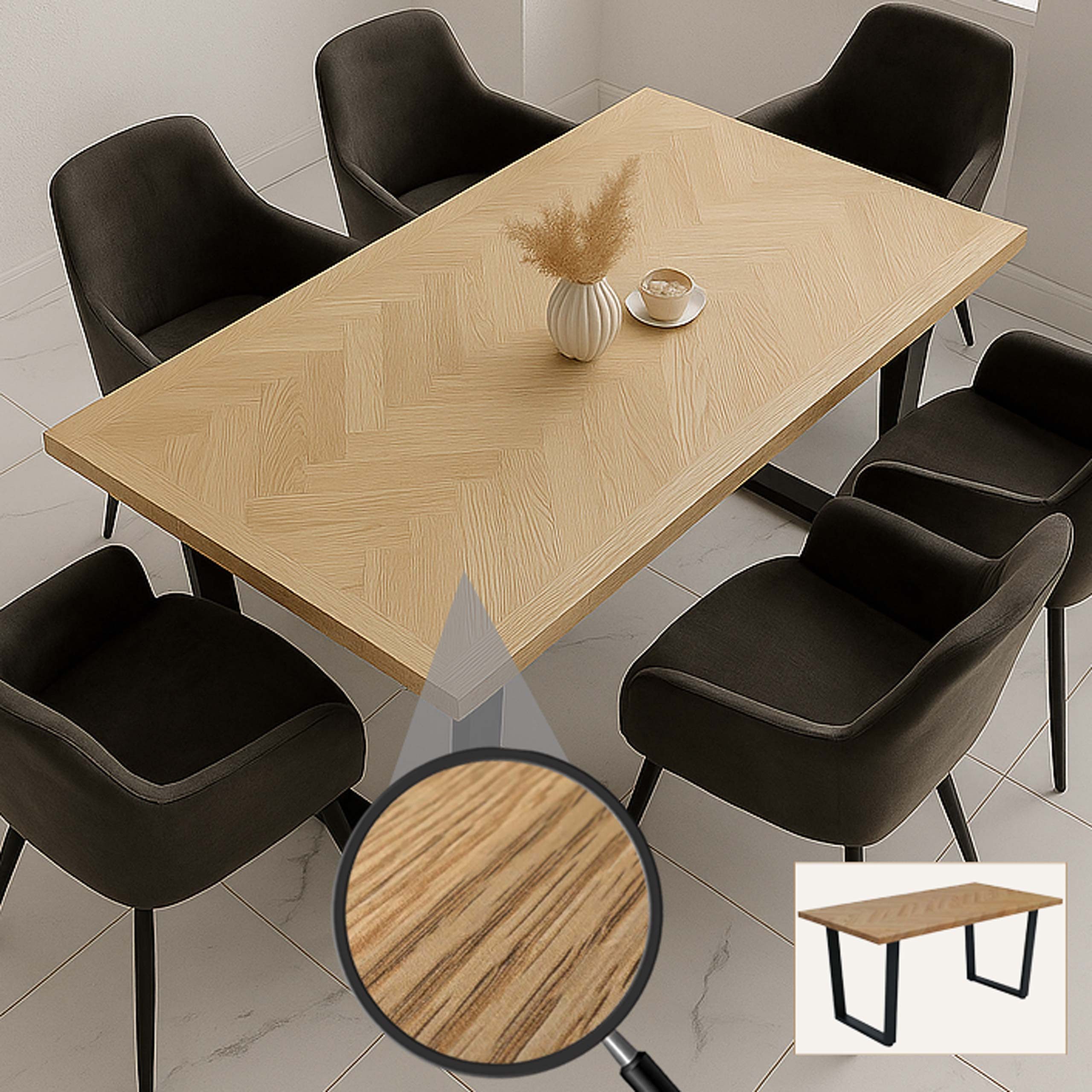 MCW Esstisch MCW-O61, Modernes Industrial-Design mit Kufengestell