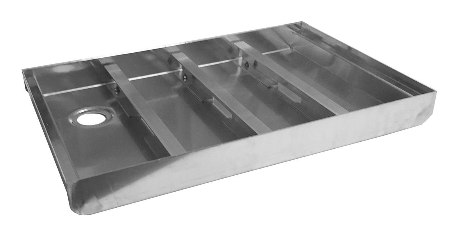 Emco Fußmatte Schmutzfangwanne Aluminium Bodenwanne für Eingangsmatten, rechteckig, Höhe: 75 mm, Größe: 750x500mm, mit Ablauf DN 50, wasserdicht verschweißt