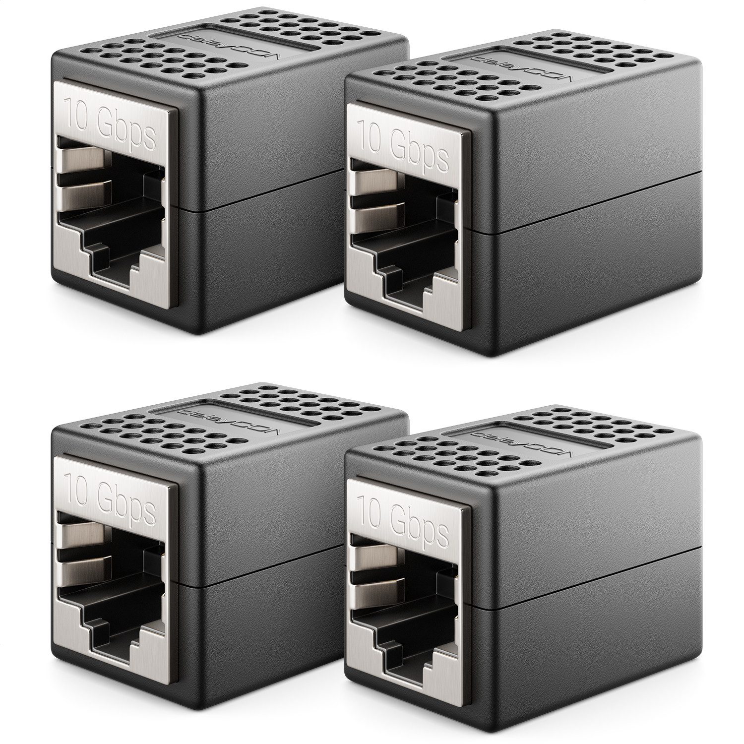 deleyCON 4x CAT 6a LAN Kabel Verlängerung RJ45 Patchkabel Kupplung Verbinder Netzwerk-Adapter