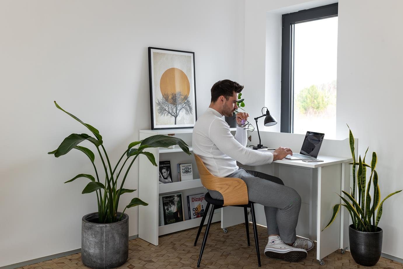 Compleo Schreibtisch (Home office) Concept, Sideboard Salbei Klappbarer Work Schreibtisch,multifunktionales