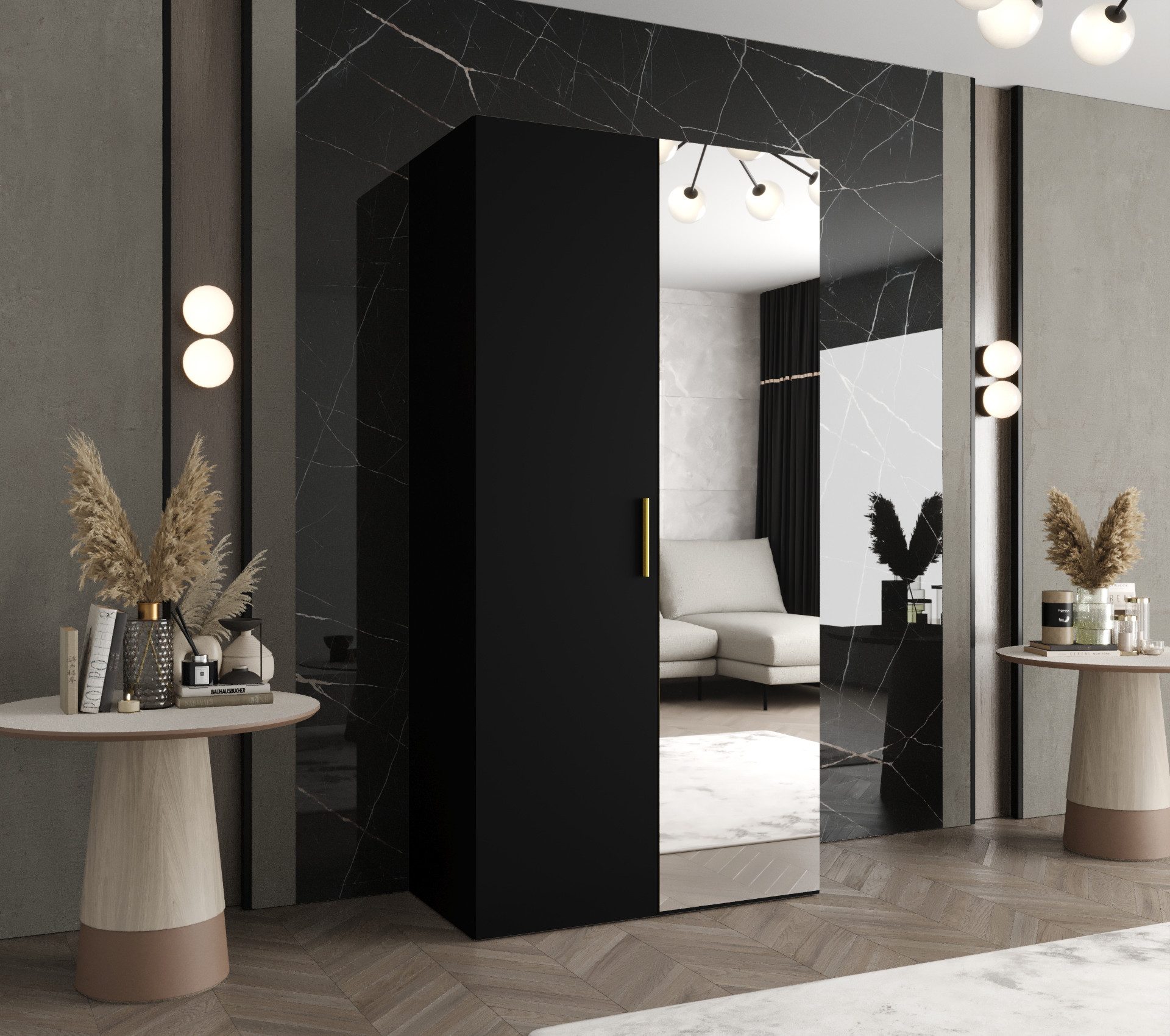 ABIKS MÖBEL Drehtürenschrank BARI 2 Schlafzimmerschrank mit Spiegel Kleider günstig online kaufen