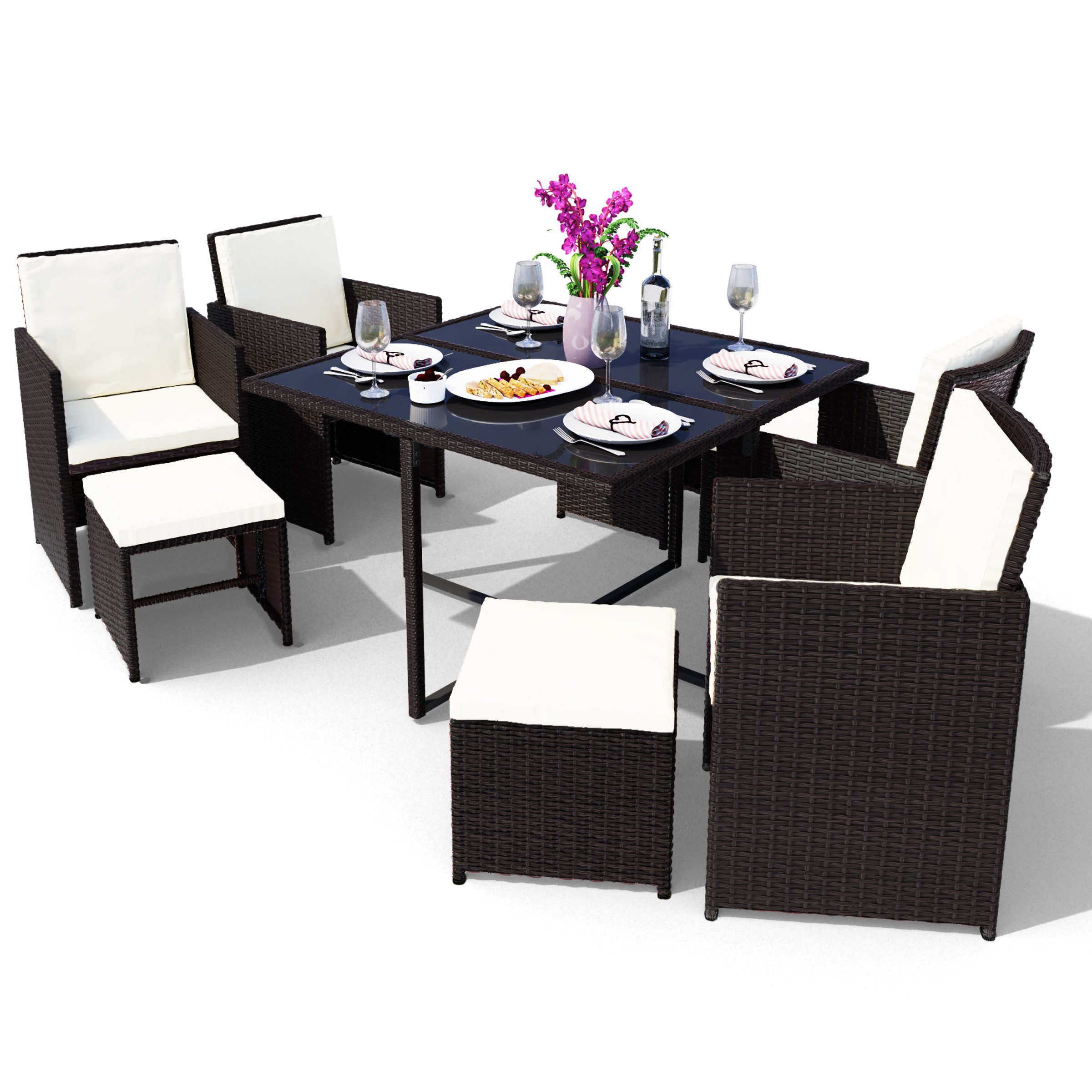 Swing&Harmonie Garten-Essgruppe Poly Rattan Sitzgruppe Esstisch günstig online kaufen