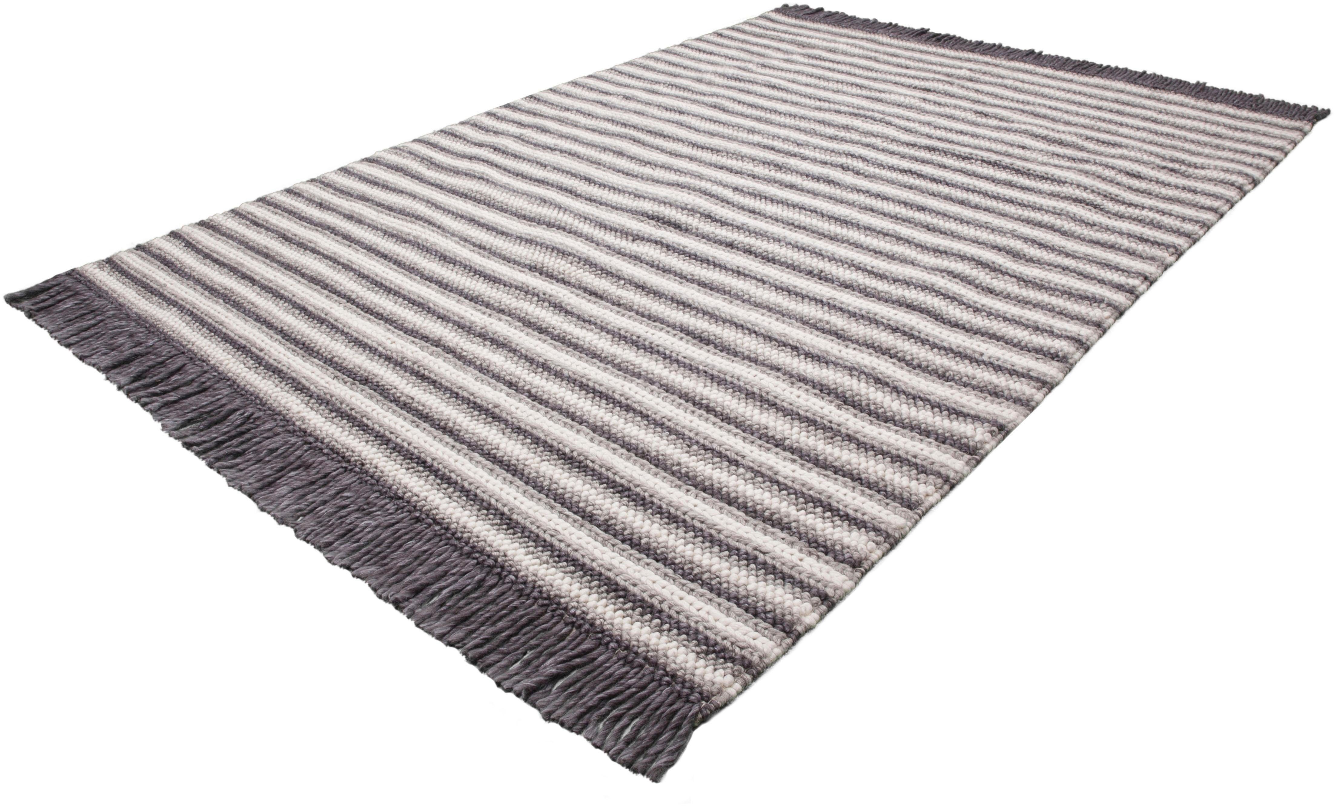 Teppich Bature 400, calo-deluxe, Fransen, Wohnzimmer rechteckig, und mit Wolle Viskose mm, Höhe: 10
