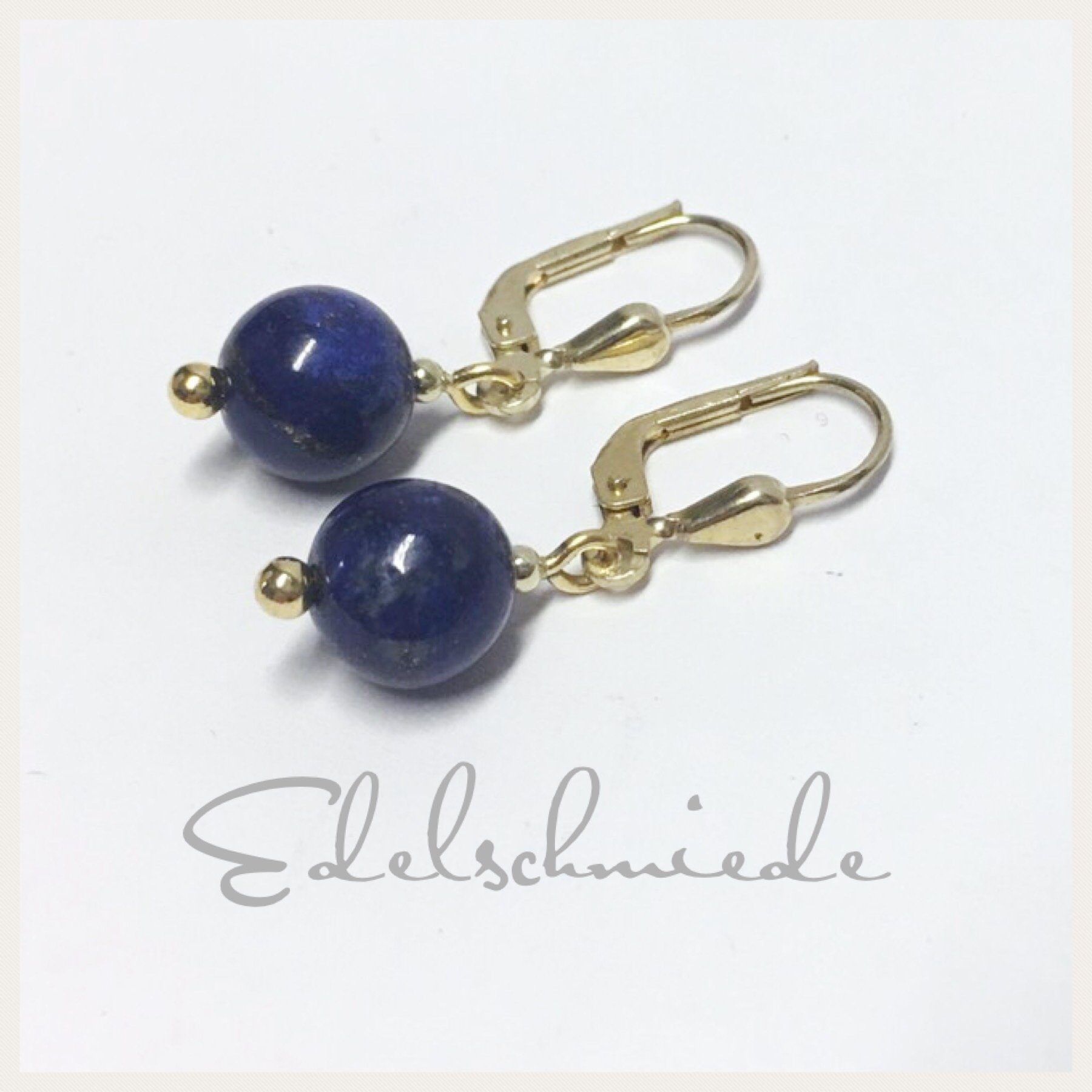 Paar Ohrstecker Kugelohrhänger Silber 925 vergoldet mit LapisLazuli 8mm