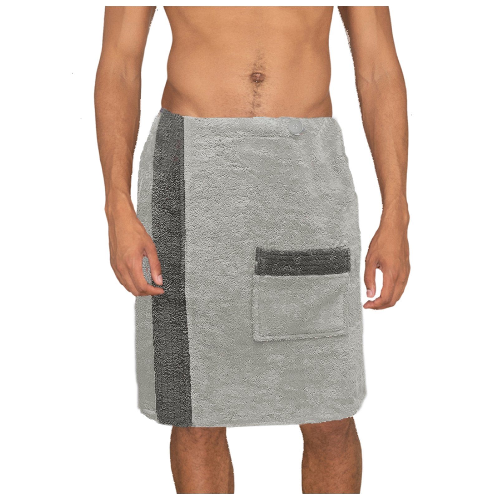 JEMIDI Saunatuch, Sauna Frottee Kilt Sarong MXXL Herren Anthrazit Grau