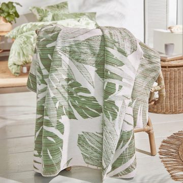 Wohndecke Kuscheldecke Honolulu, IBENA, mit exotischem Blattdesign