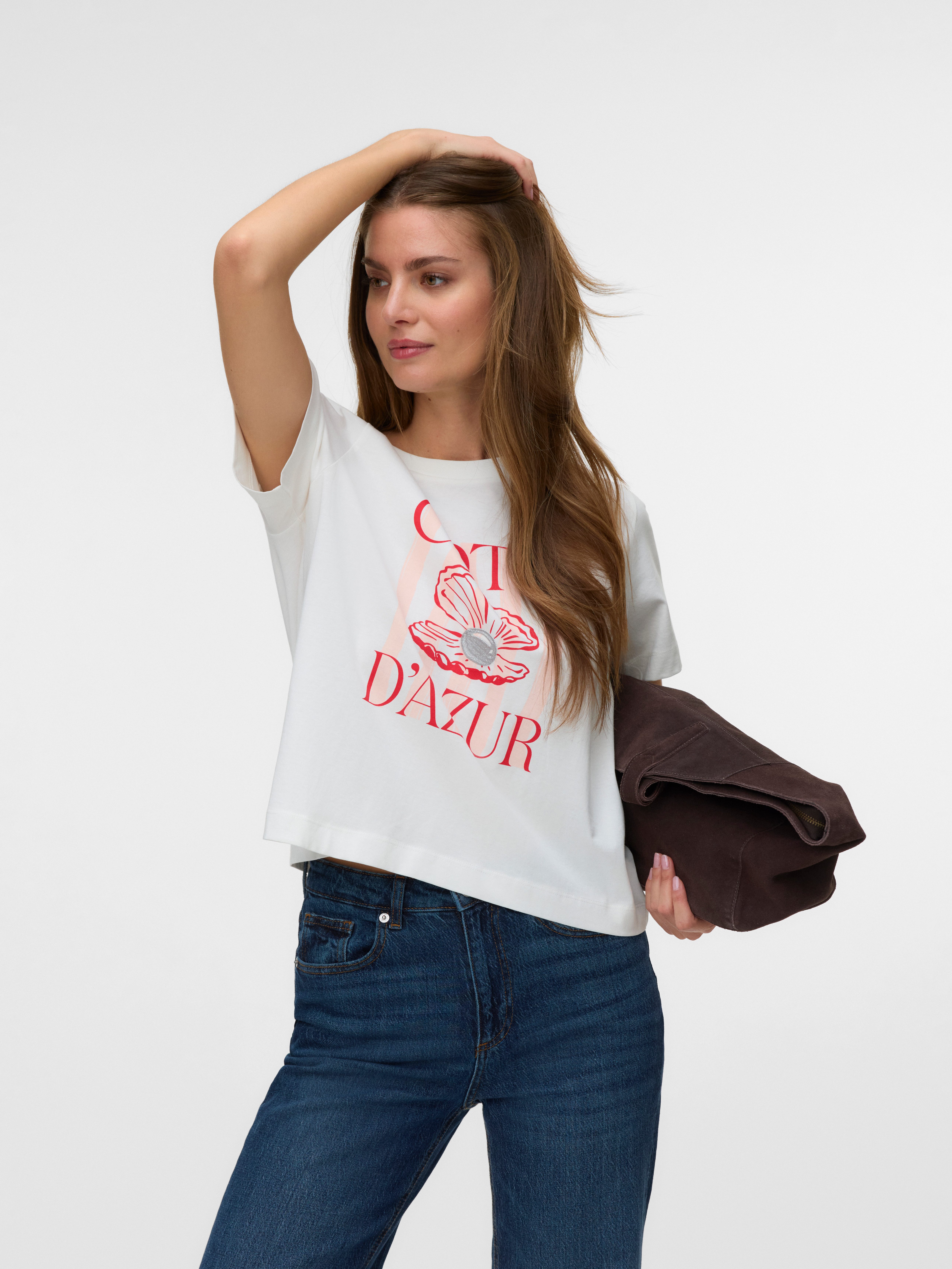 Vero Moda T-Shirt VMGINA METTE SS TOP BOX JRS Baumwolle