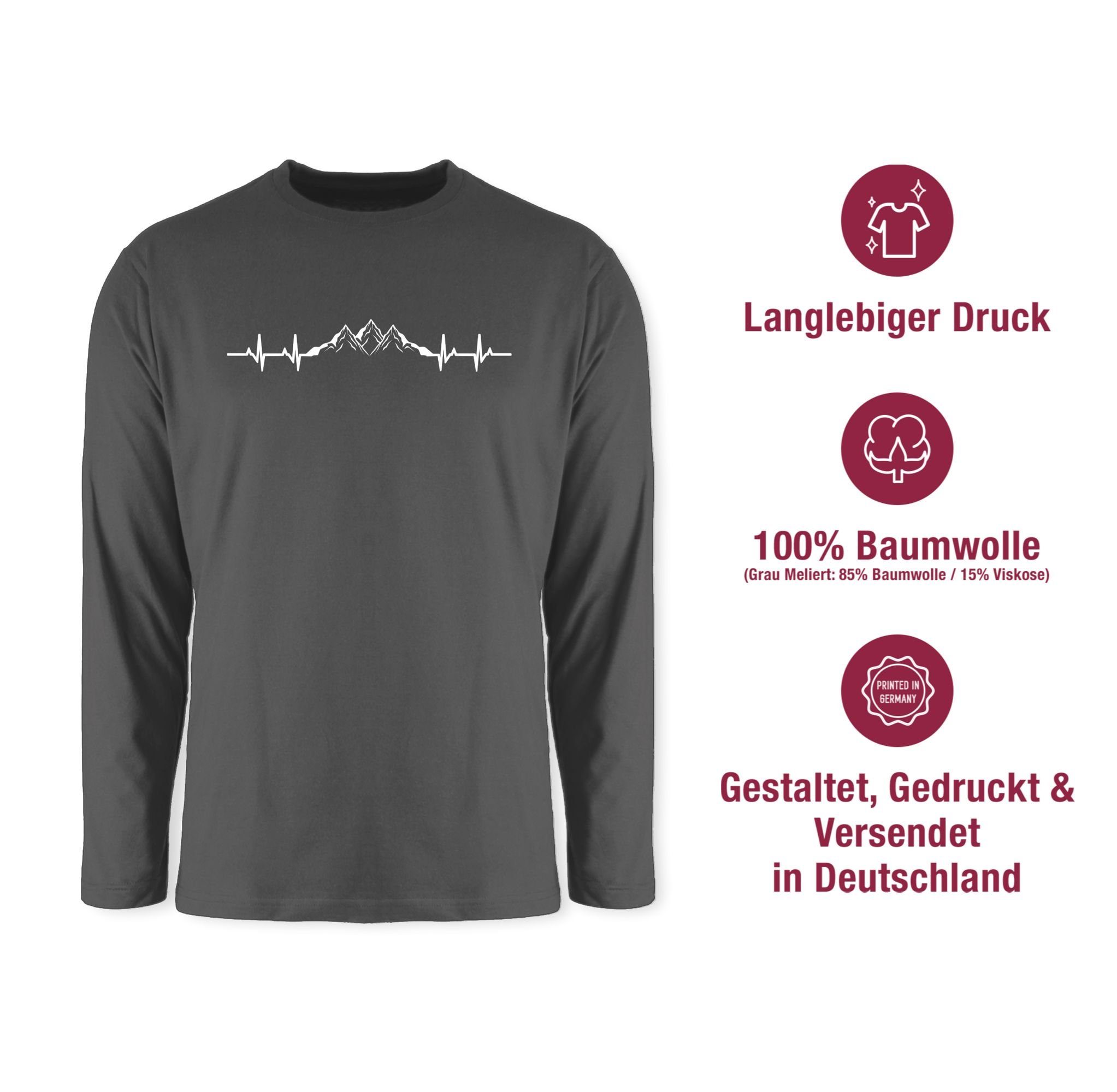 Shirtracer Rundhalsshirt Berge Herzschlag I Geschenk Bergliebhaber I Bergliebe Apres Ski Party