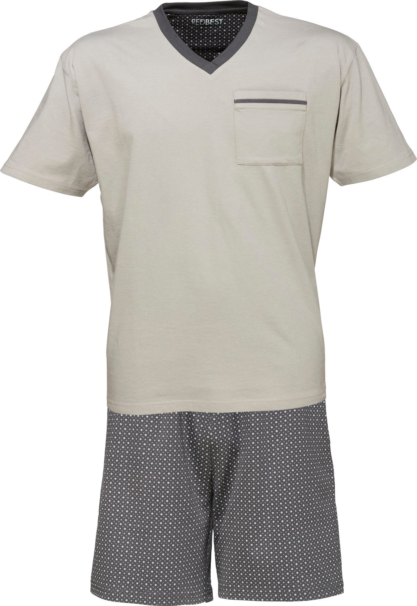 REDBEST Pyjama Herren-Shorty Single-Jersey Punkte