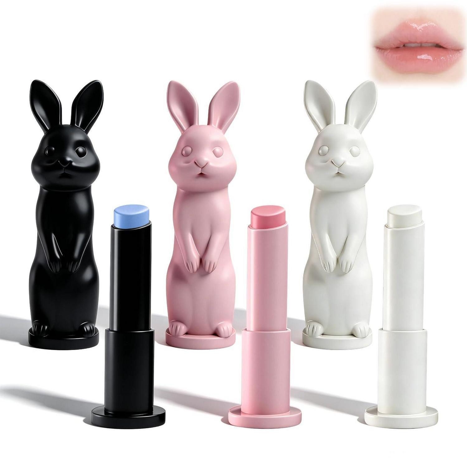 LuxusKollektion Lippenpflegestift Lippenbalsam Set 3er Hasen Design