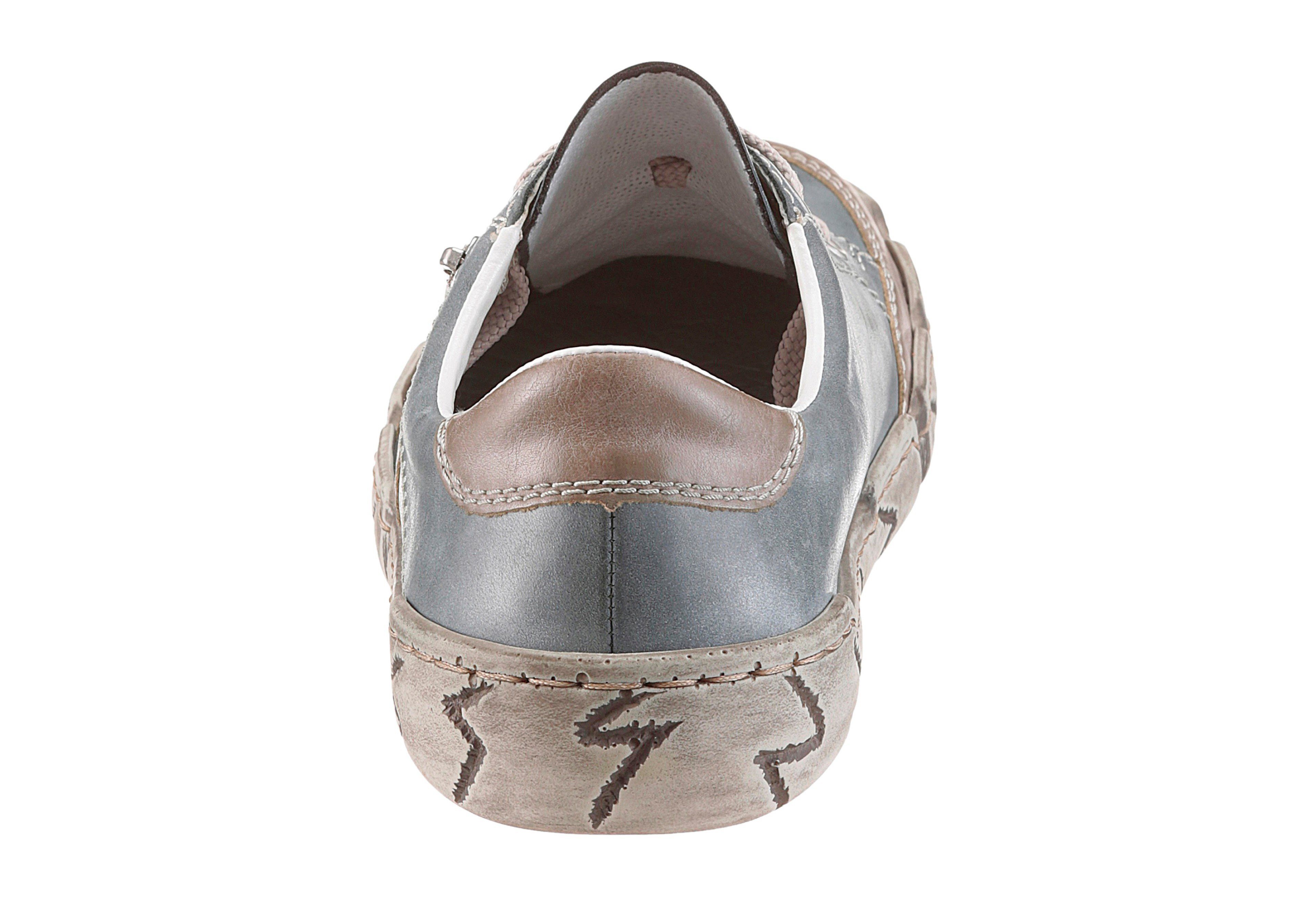 Rieker Sneaker mit graublau-taupe Zierreißverschluss