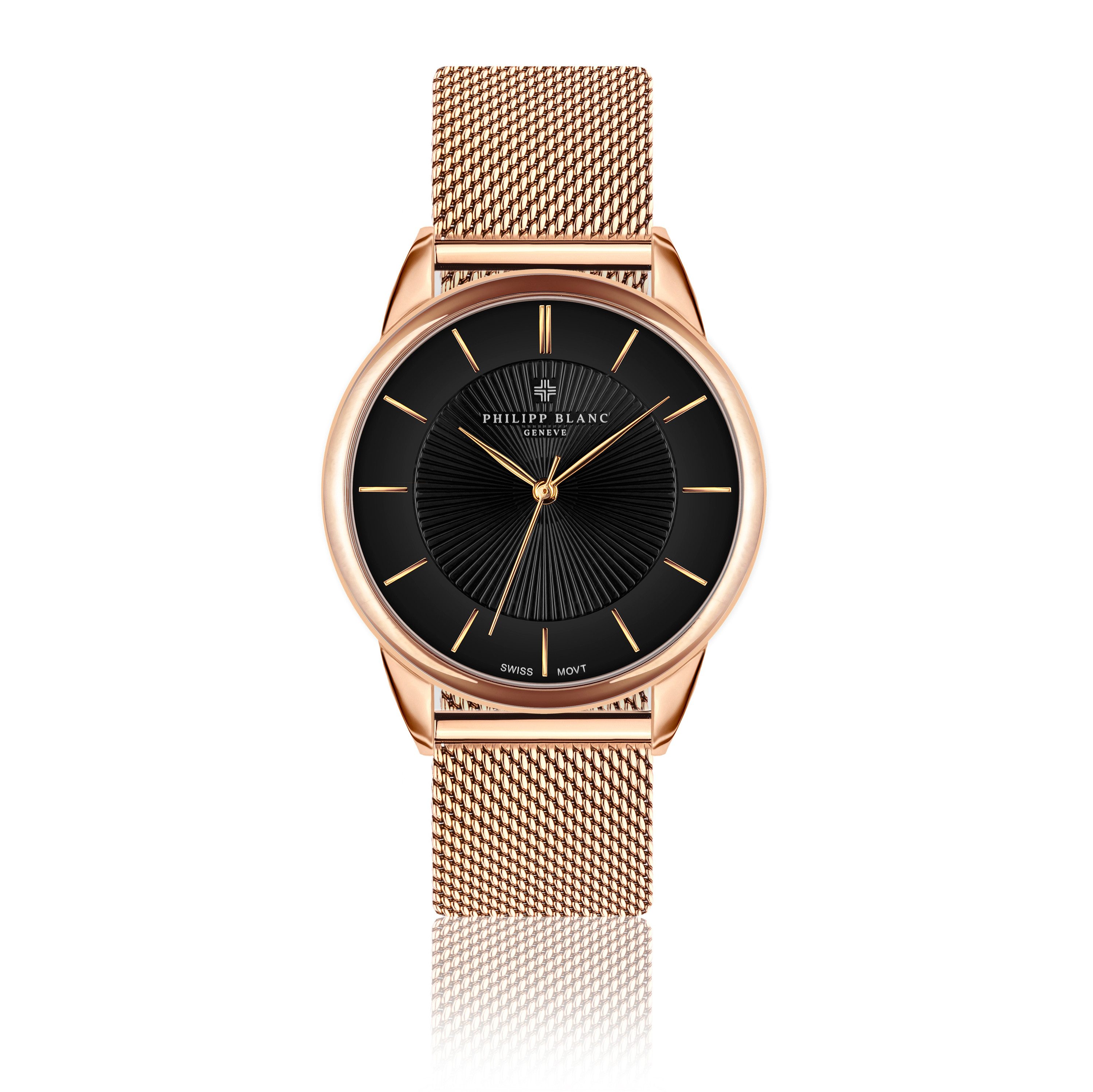 PHILIPP BLANC Quarzuhr PB4-B028R Montreux Roségold-Geflecht
