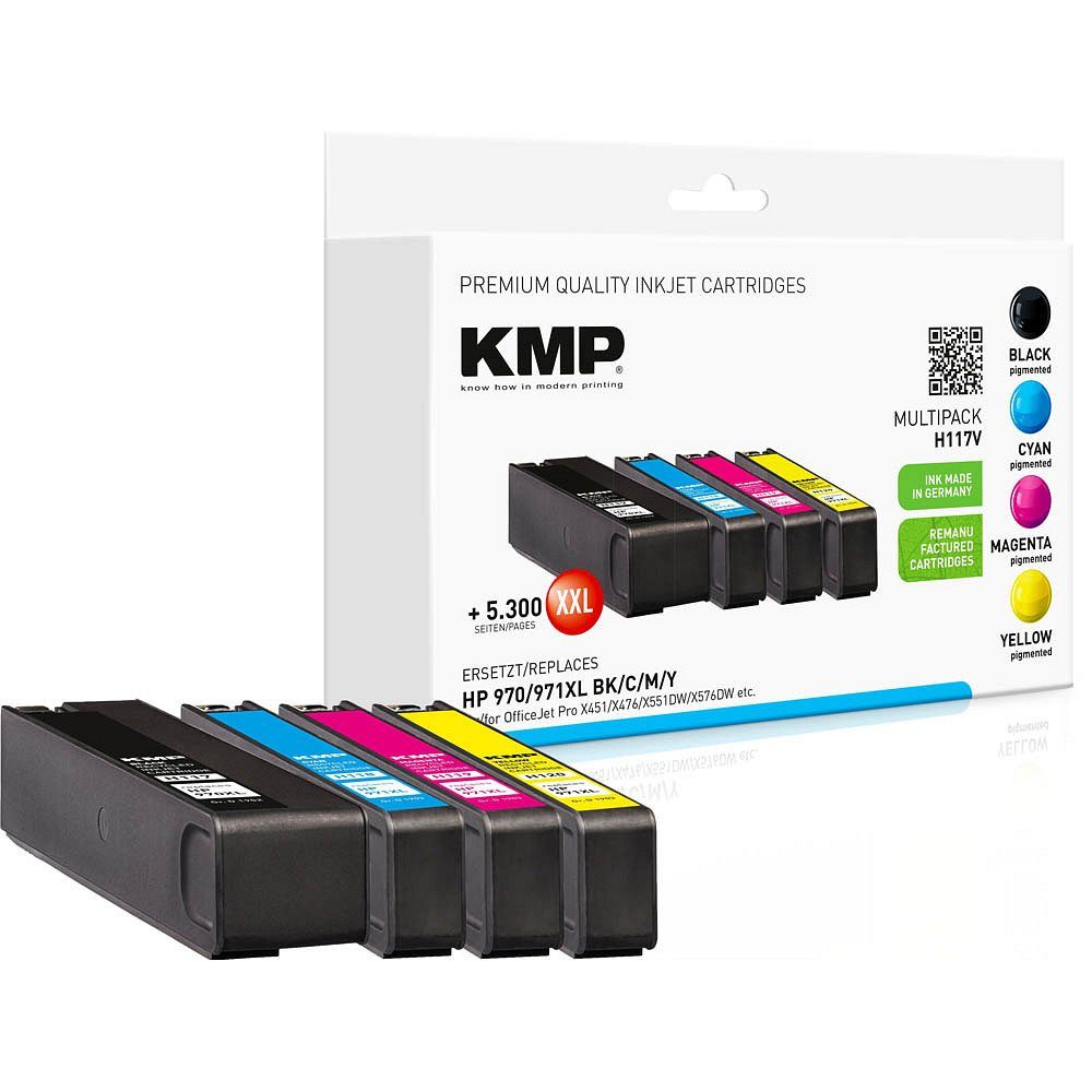 KMP 1 Tinten-Multipack H117V ERSETZT HP 970XL BK / 971 C/M/Y Tintenpatrone (4 Farben)