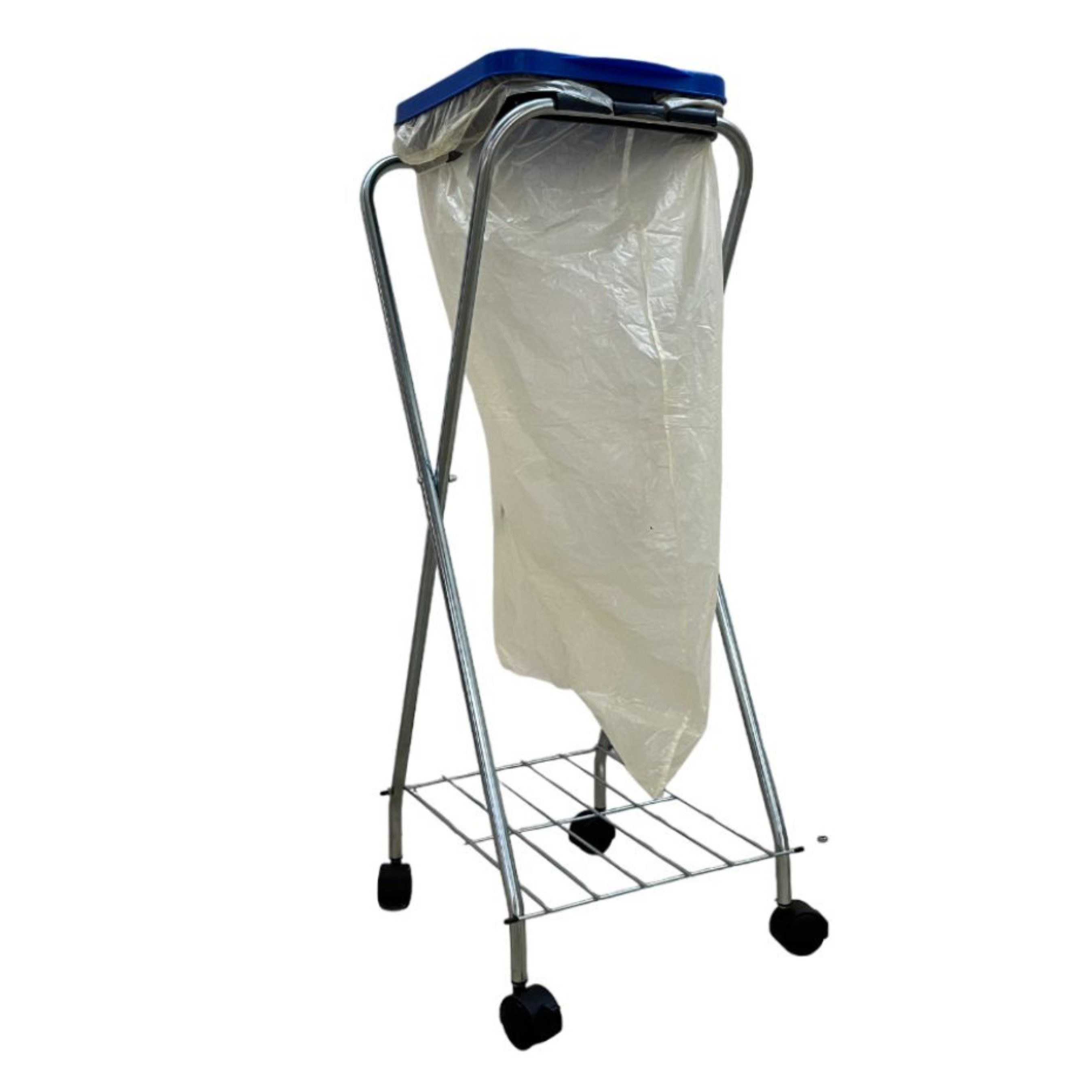 SCHULTE Regalwelt Müllsackständer mit Rollen, Klemmring und Ablage, ca. 38x98x35 cm (LxHxB), Wertstoffsammler mit Klemmring und Ablage