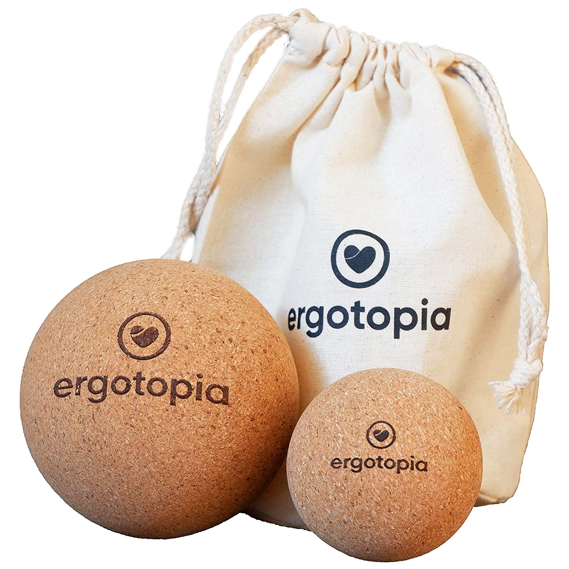 Ergotopia Massageball Faszienball Set aus antibakteriellem & langlebigem Natur-Kork