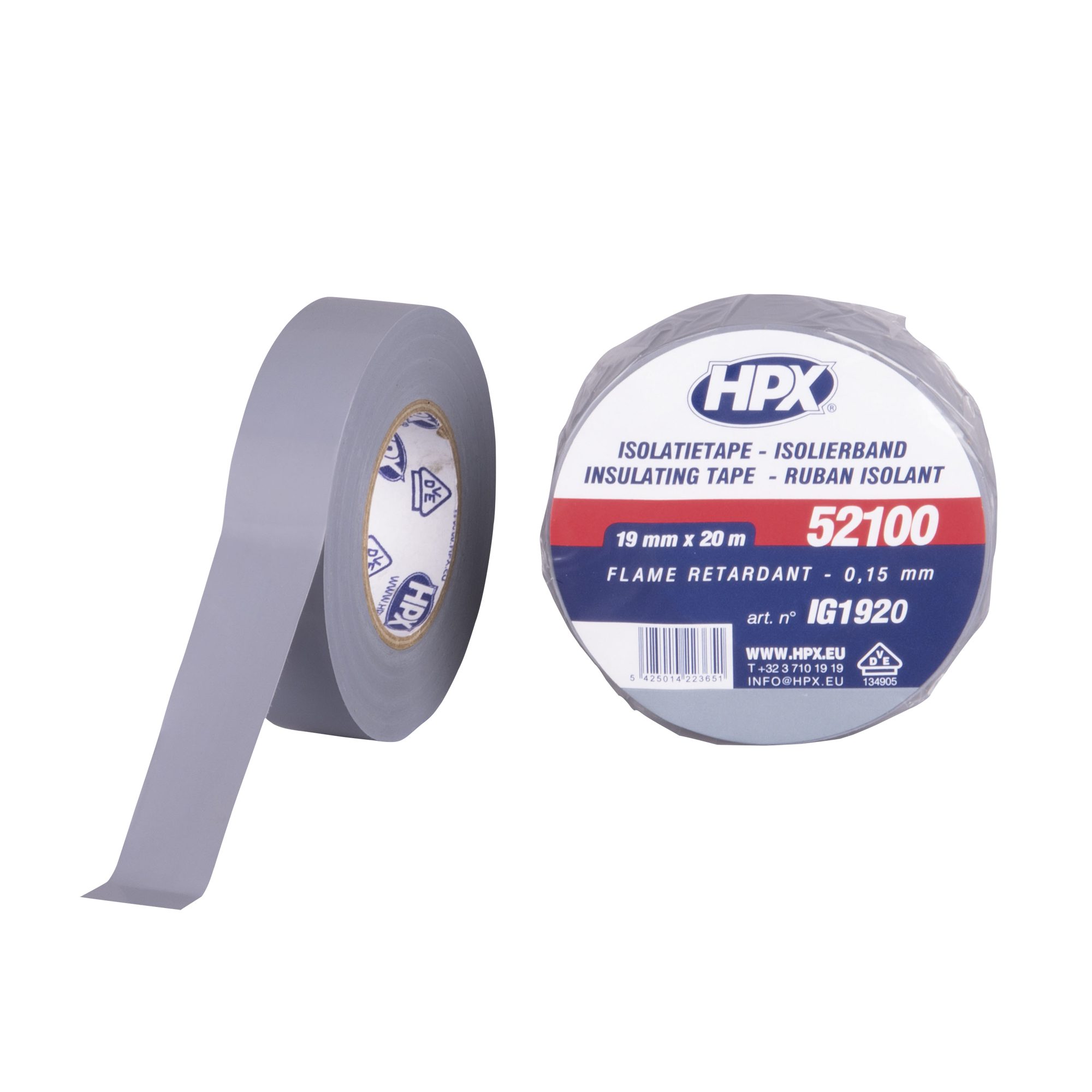 HPX Klebeband HPX PVC Insulation tape 52100 Grau - 19 mm / 20 m