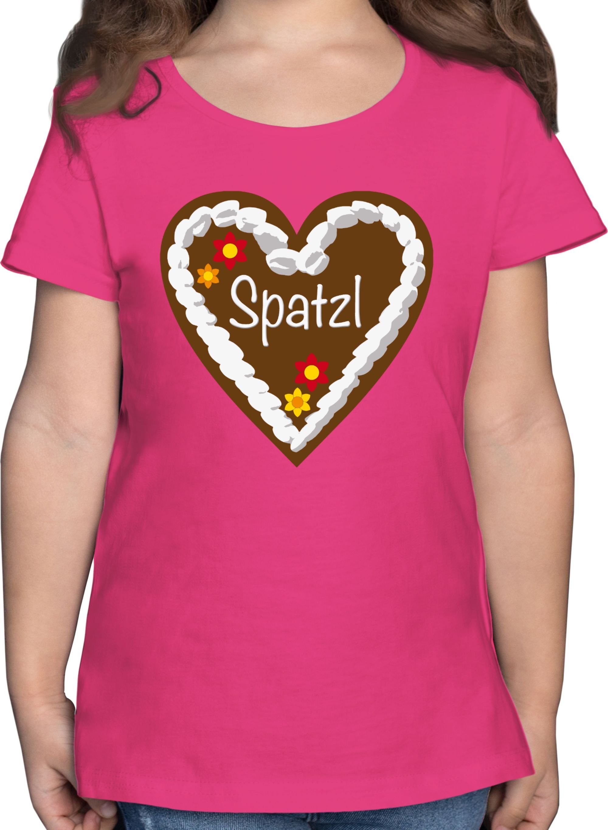 für Lebkuchenherz Oktoberfest T-Shirt Fuchsia Kinder Outfit Shirtracer 2 Mode Spatzl