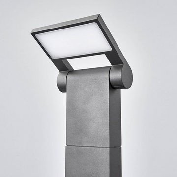 Lucande LED Pollerleuchte Marius, LED-Leuchtmittel fest verbaut, warmweiß, Modern, Aluminium, Kunststoff, grafitgrau, weiß, 1 flammig, inkl.