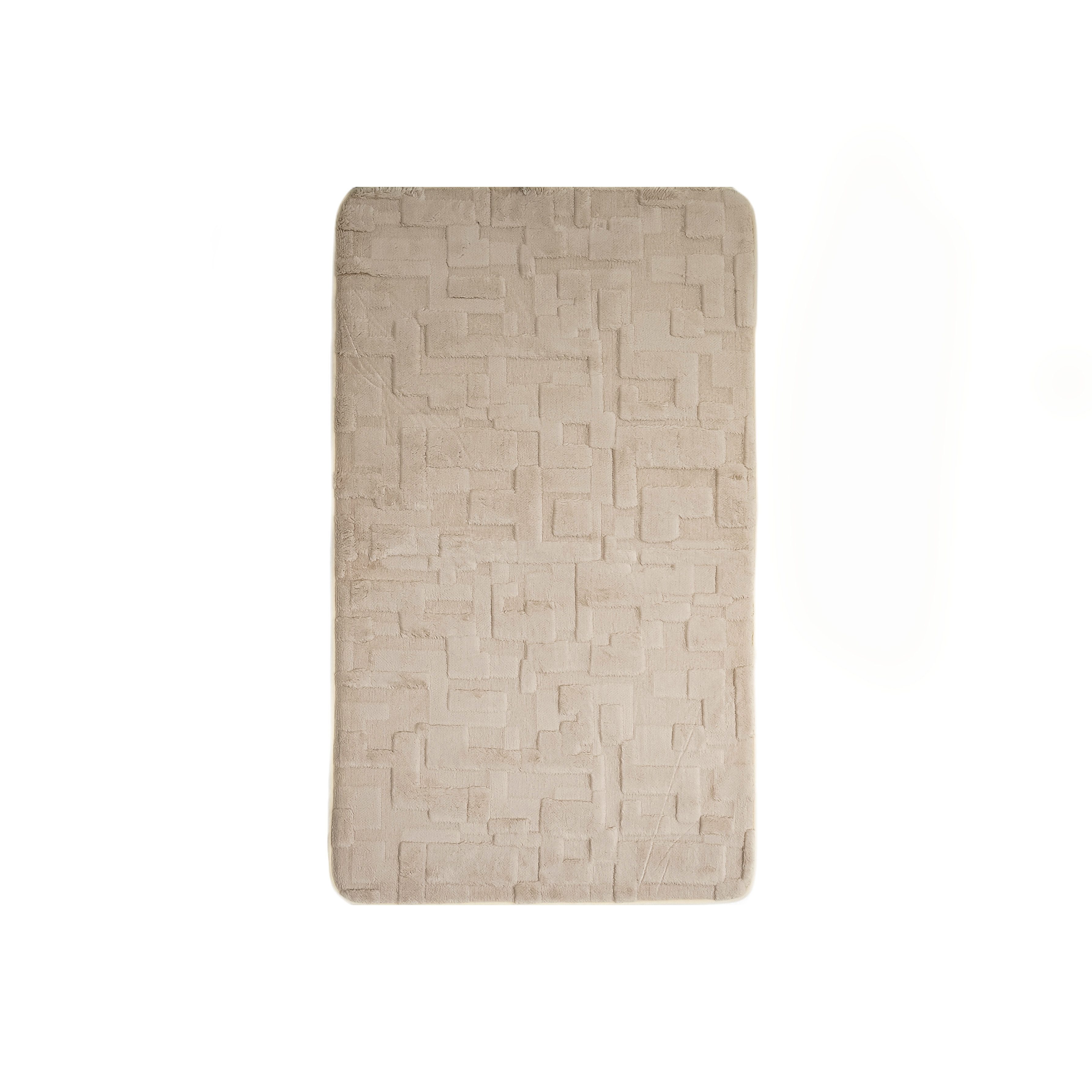 Almina Badematte Elegance Badematten-Set mit modernem Strukturmuster - 2-tlg WC-Set, rutschhemmend beschichtet, 100% Polyester, Rechteckig, Badteppich: 100 x 60 cm, WC-Vorleger: 60 x 50 cm