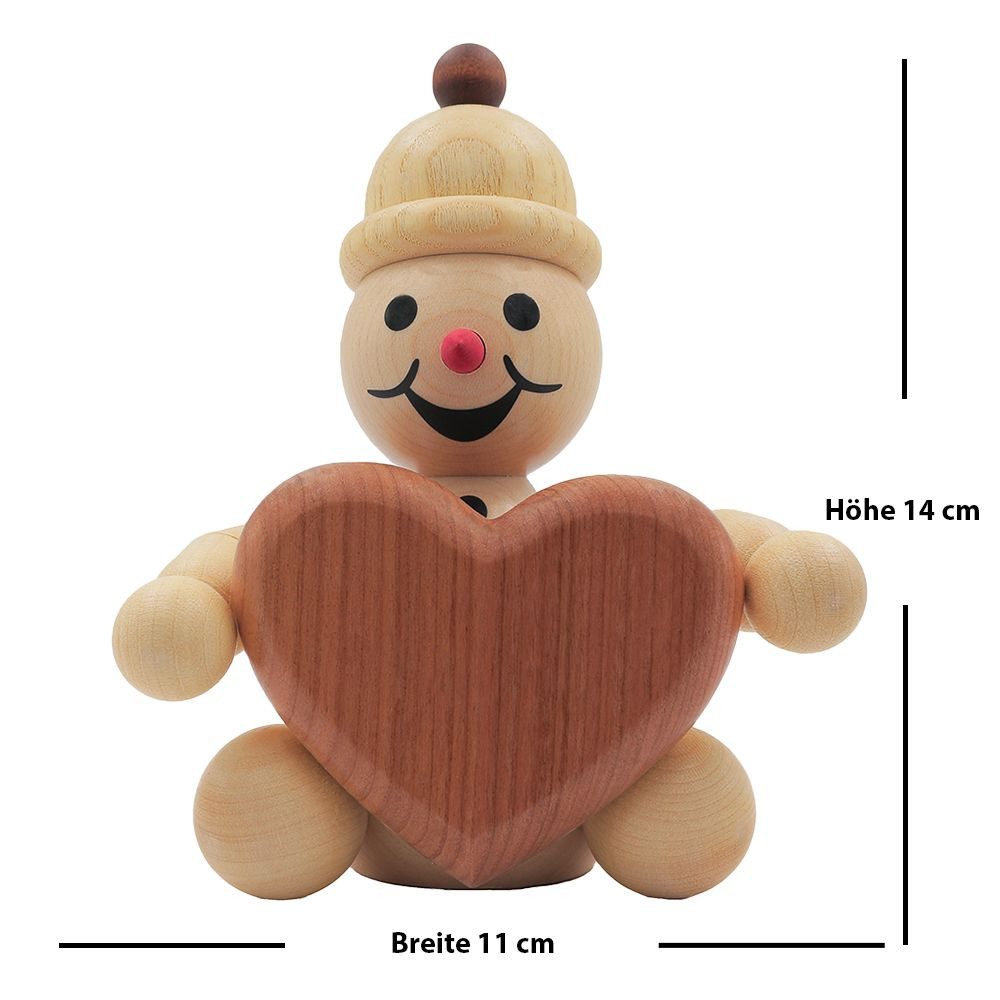 Drechslerei Volkmar Wagner Räuchermännchen Schneemann Junior „mit Herz“ - 14 cm - Original Erzgebirge