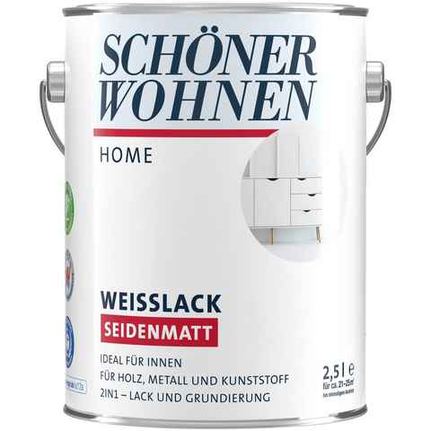 SCHÖNER WOHNEN FARBE Weißlack Home Weißlack, 2,5 Liter, weiß, seidenmatt, ideal für innen