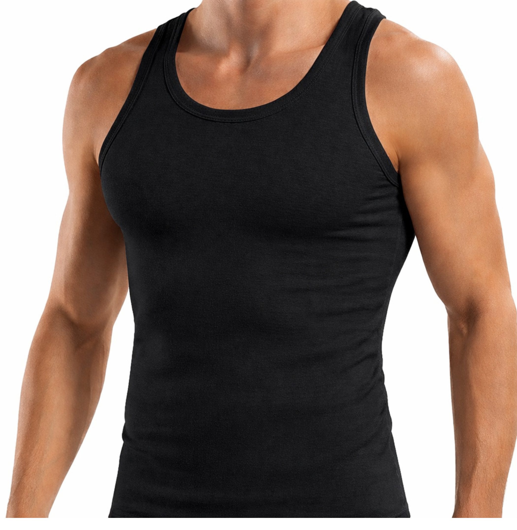 DDOnlineShop Unterhemd Herren 4er Pack Feinripp Weiß Tanktop Achselhemd 100% Baumwolle (Spar-Set, 4-St., 4er-Pack) Premium Feinripp-Qualität, reine Baumwolle – Bild 3 von 5