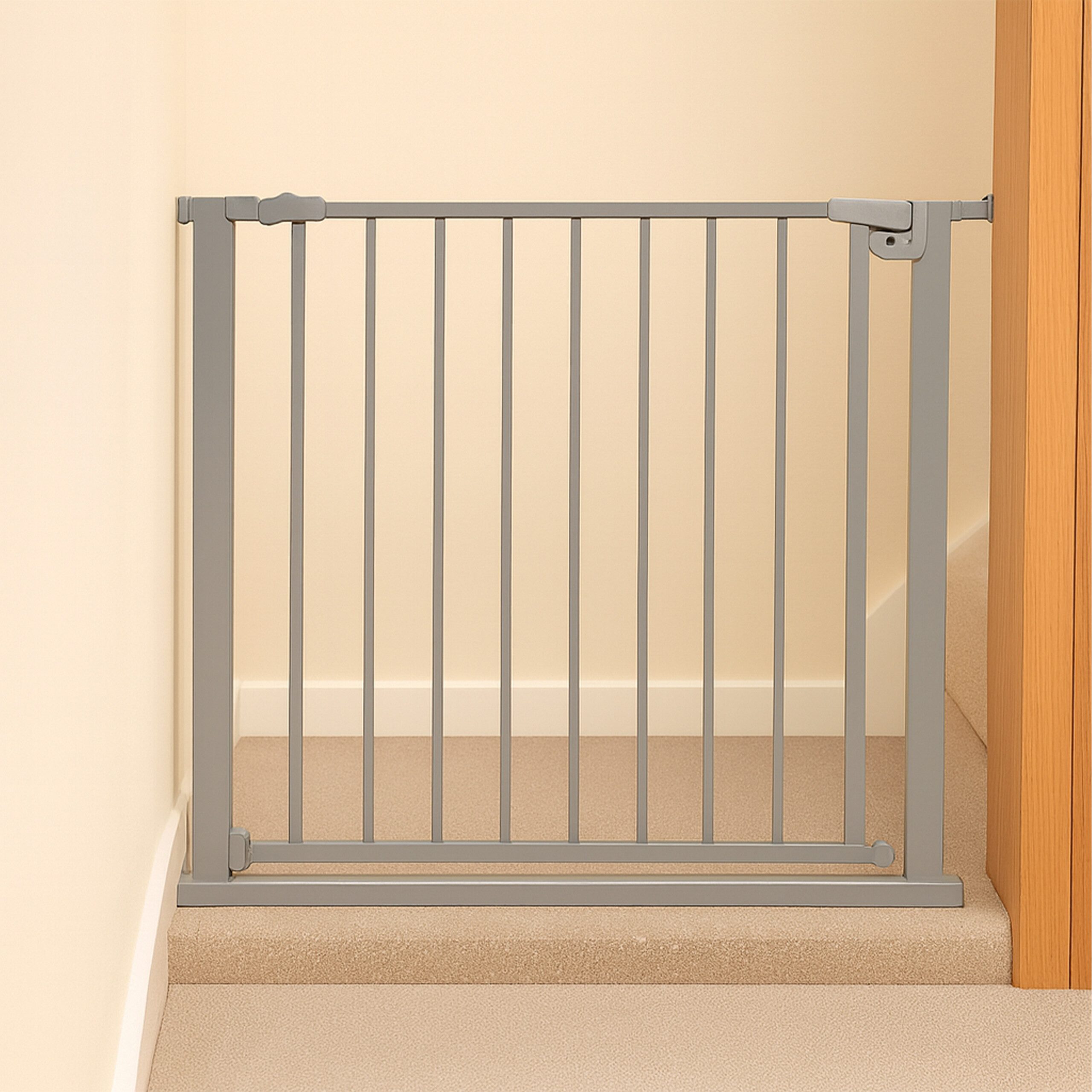 relaxdays Türschutzgitter Treppenschutzgitter 75–100 cm (ohne Verlängerung), grau, 75 - 80 cm