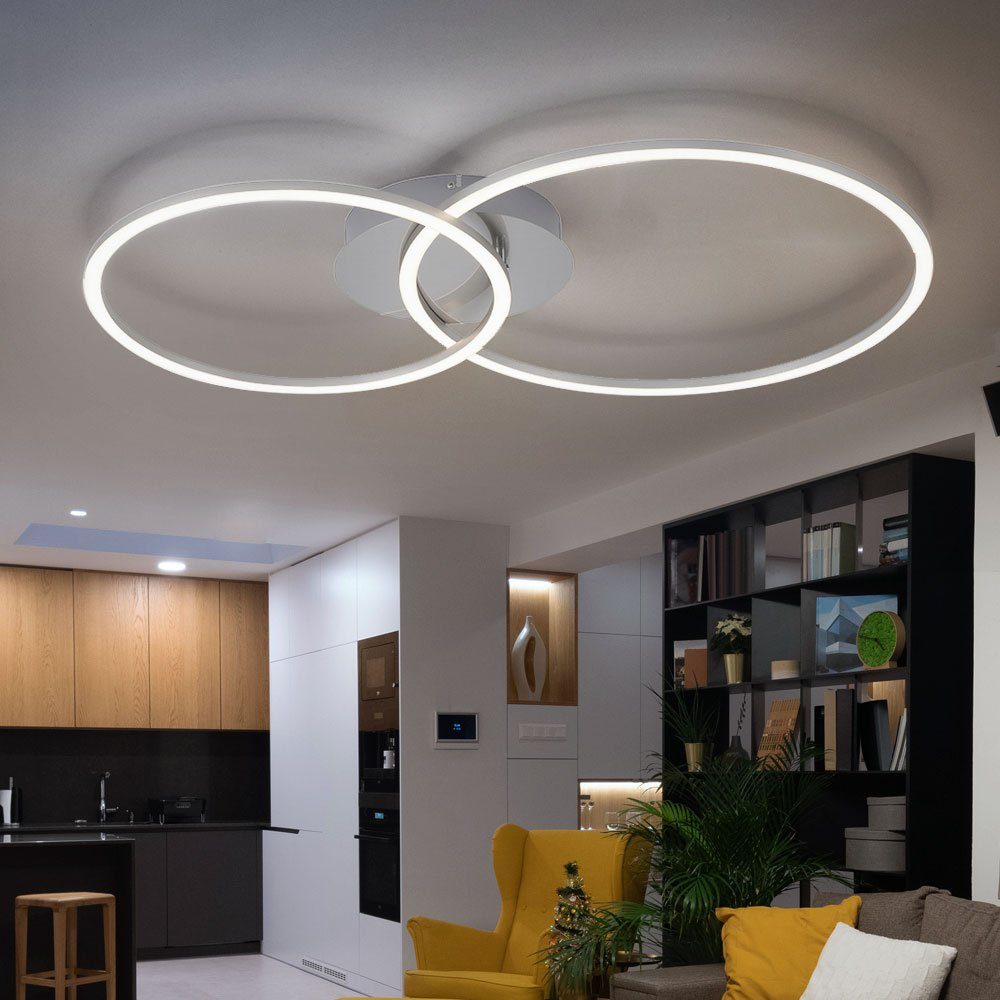 Deckenleuchte Wohnzimmerlampe LED-Leuchtmittel LED Deckenleuchte, LED etc-shop rund verbaut, fest Deckenlampe Warmweiß, mit