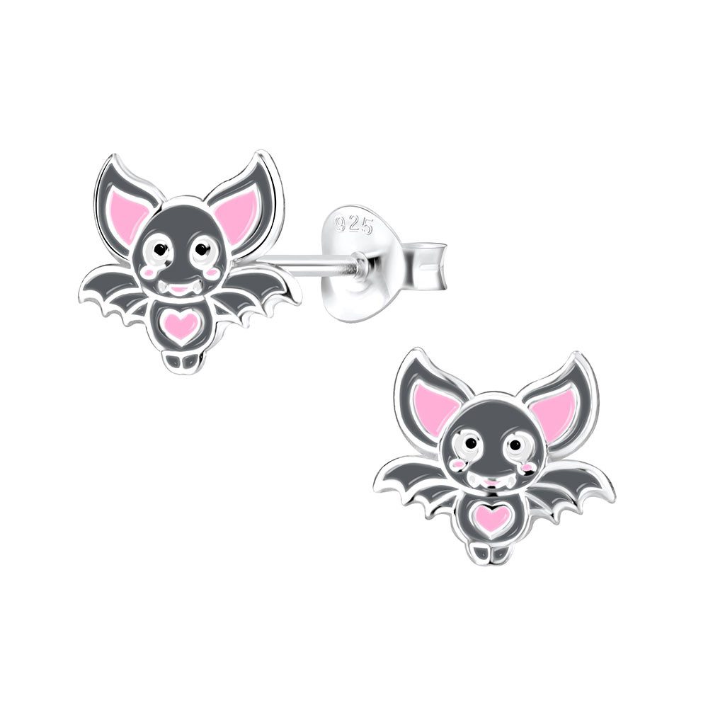 Valentinstagsgeschenk Order & Smile Schmuck Paar Ohrstecker Halloween Schmuck: Kinder Ohrringe Silber 925, Fledermaus (Bat)