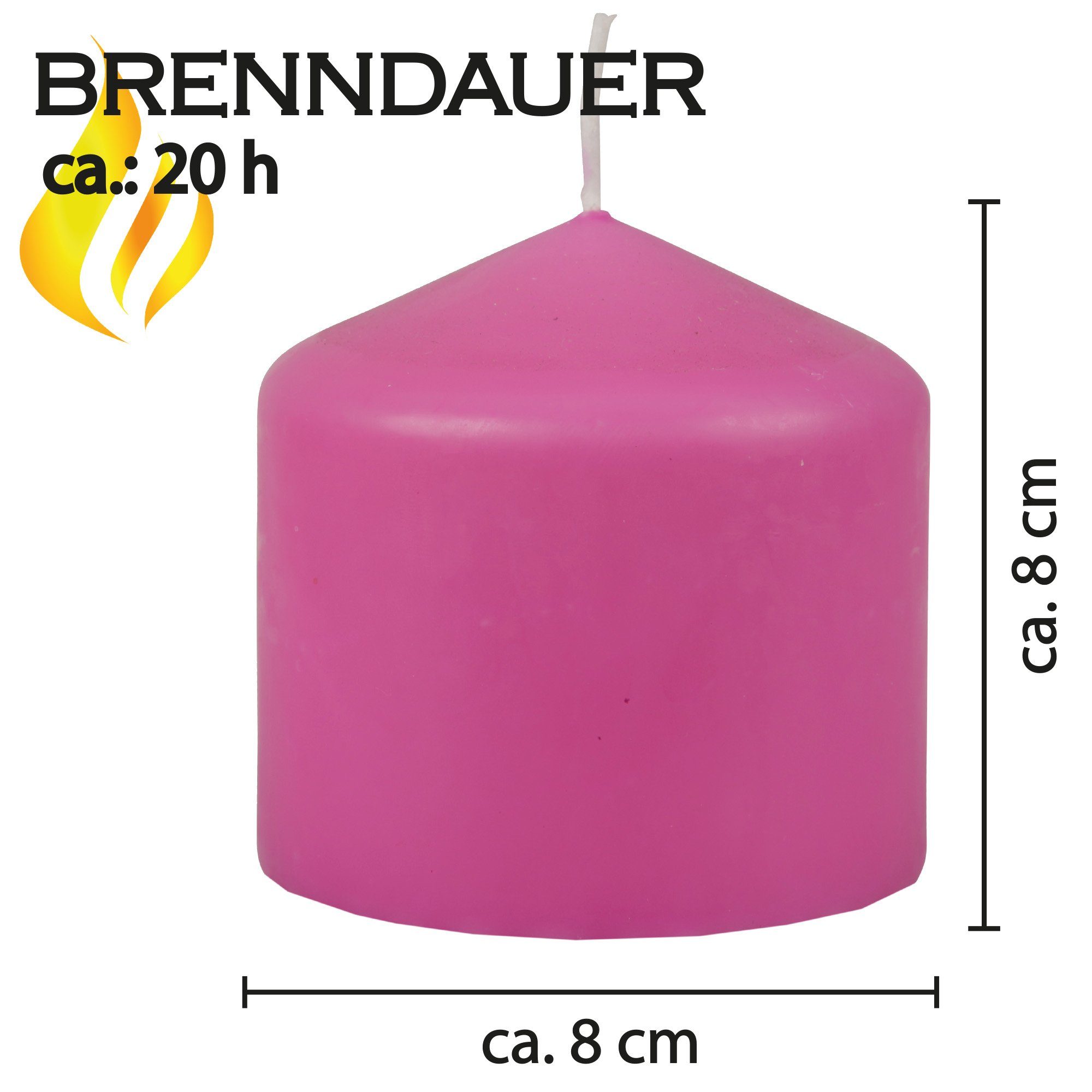 HS Candle Adventskerze Stumpenkerze (1-tlg), Wachskerzen Ø8cm x 8cm Kerzen in vielen Farben