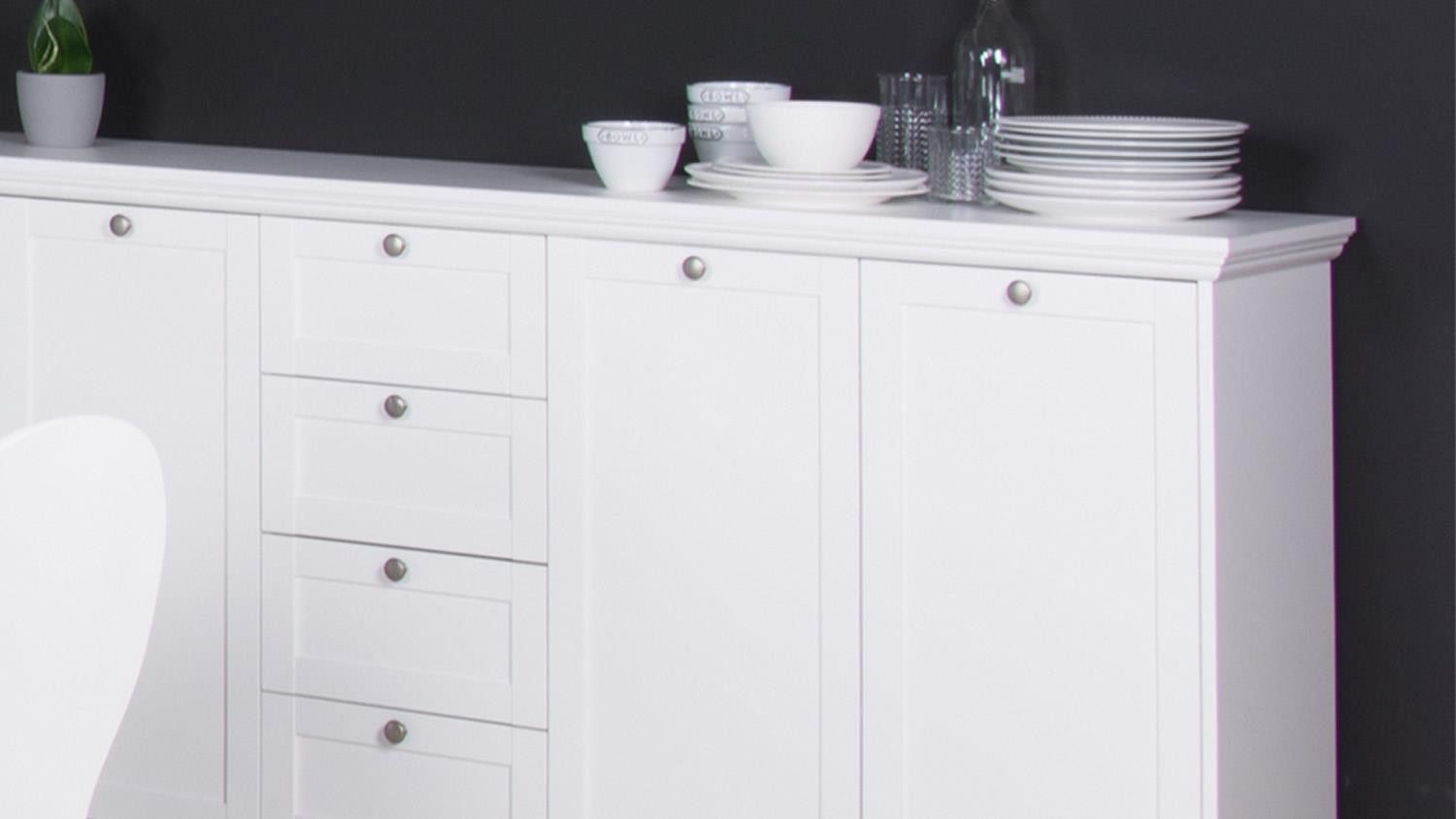 Finori Sideboard Sideboard Landwood weiß mit 4 Schubkästen Landhausstil 200 günstig online kaufen