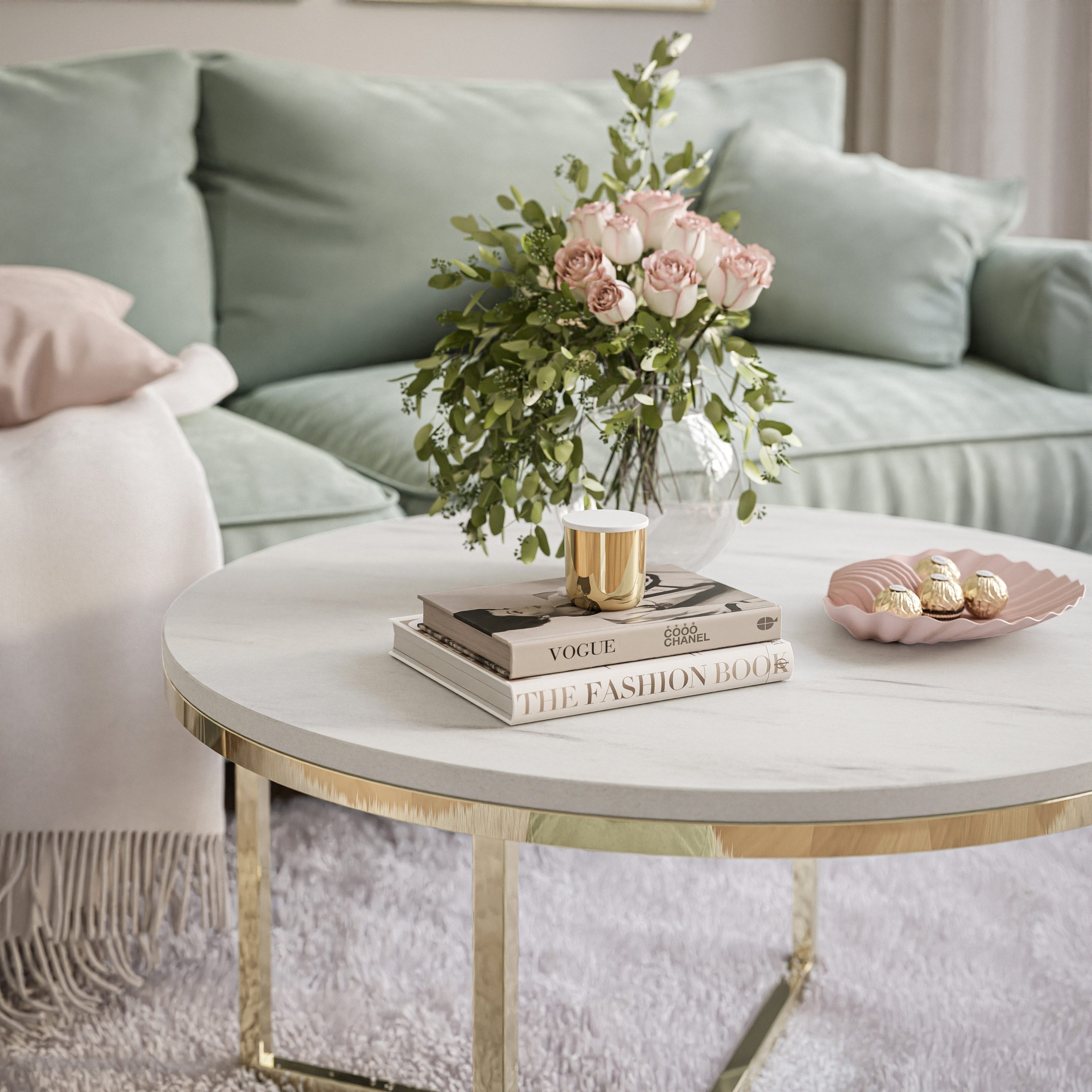 Lookway Couchtisch CIRI-X LEVANTO mit verchromtem Gestell (1 Tische), Durchmesser: ⌀70 cm