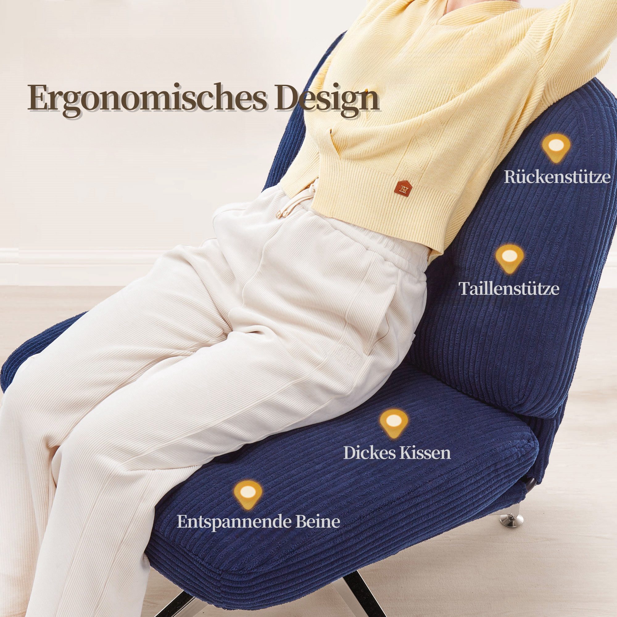 IWMH Bürostuhl Dick Schreibtischstuhl Ohne Rollen, Cordstoff Drehstuhl ohne günstig online kaufen