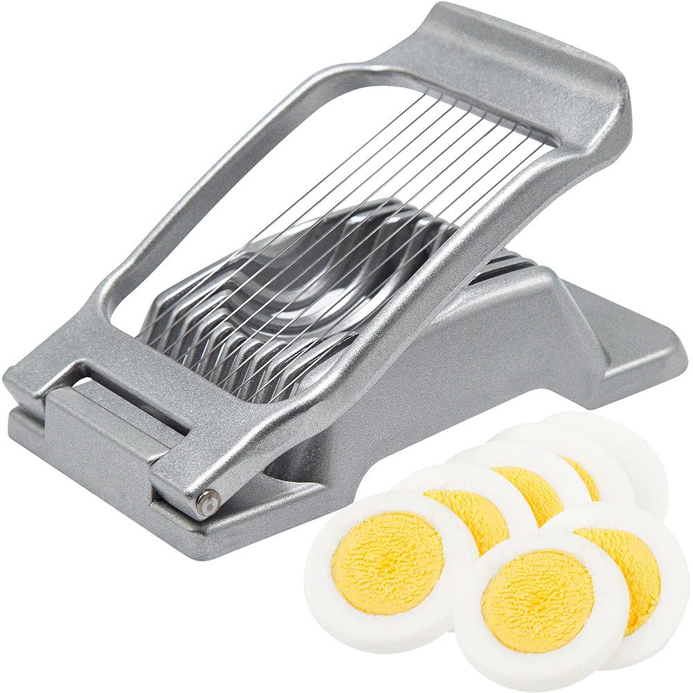TUWENA Eierschneider Eierschneider, Schneiddrähte Edelstahl, Aluminium Eischneidewerkzeug, Aluminium Eierteiler Spalten für Eier, Kiwi, Erdbeeren, Weiche Speisen
