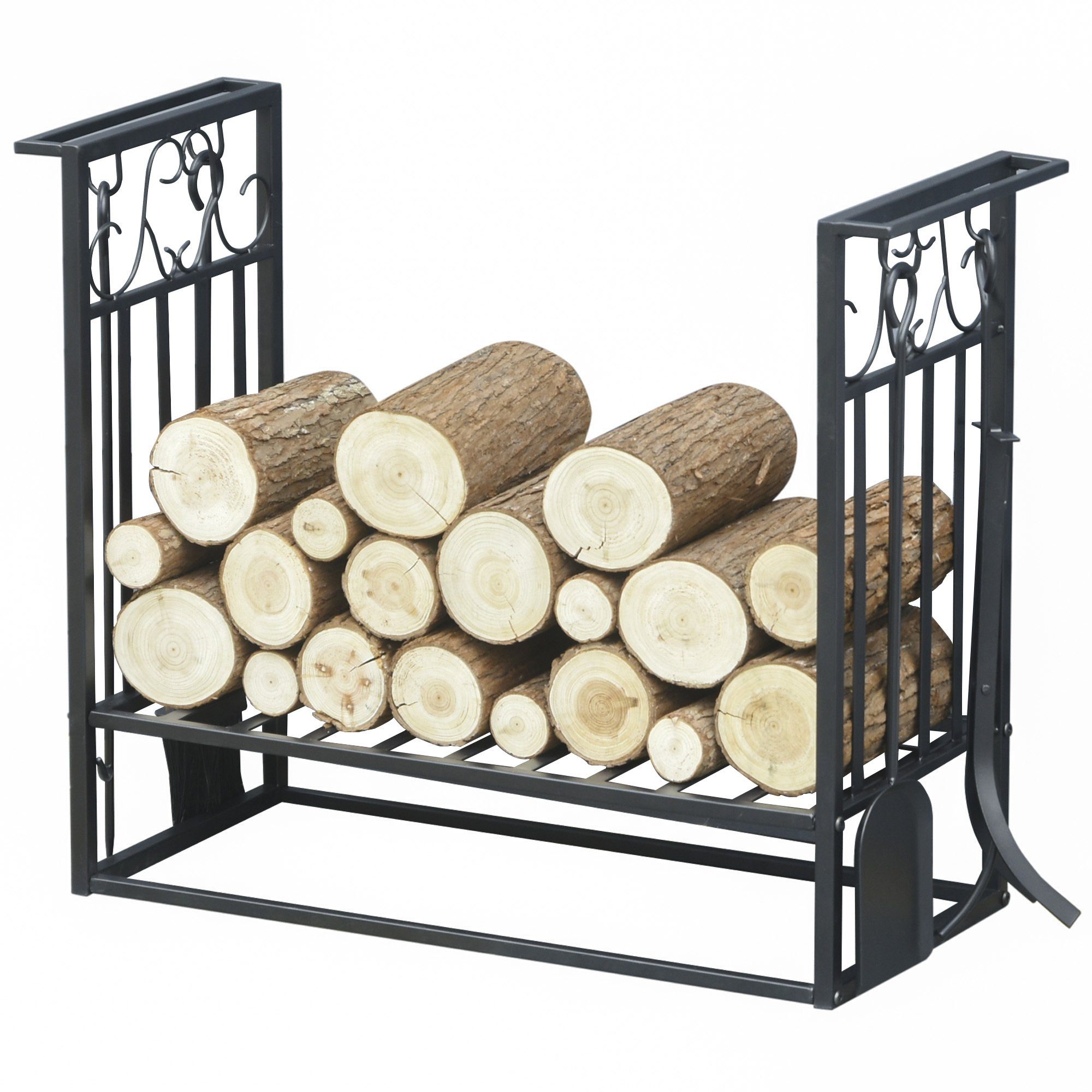 HOMCOM Kaminholzregal Kaminholzständer mit Kaminbesteck günstig online kaufen
