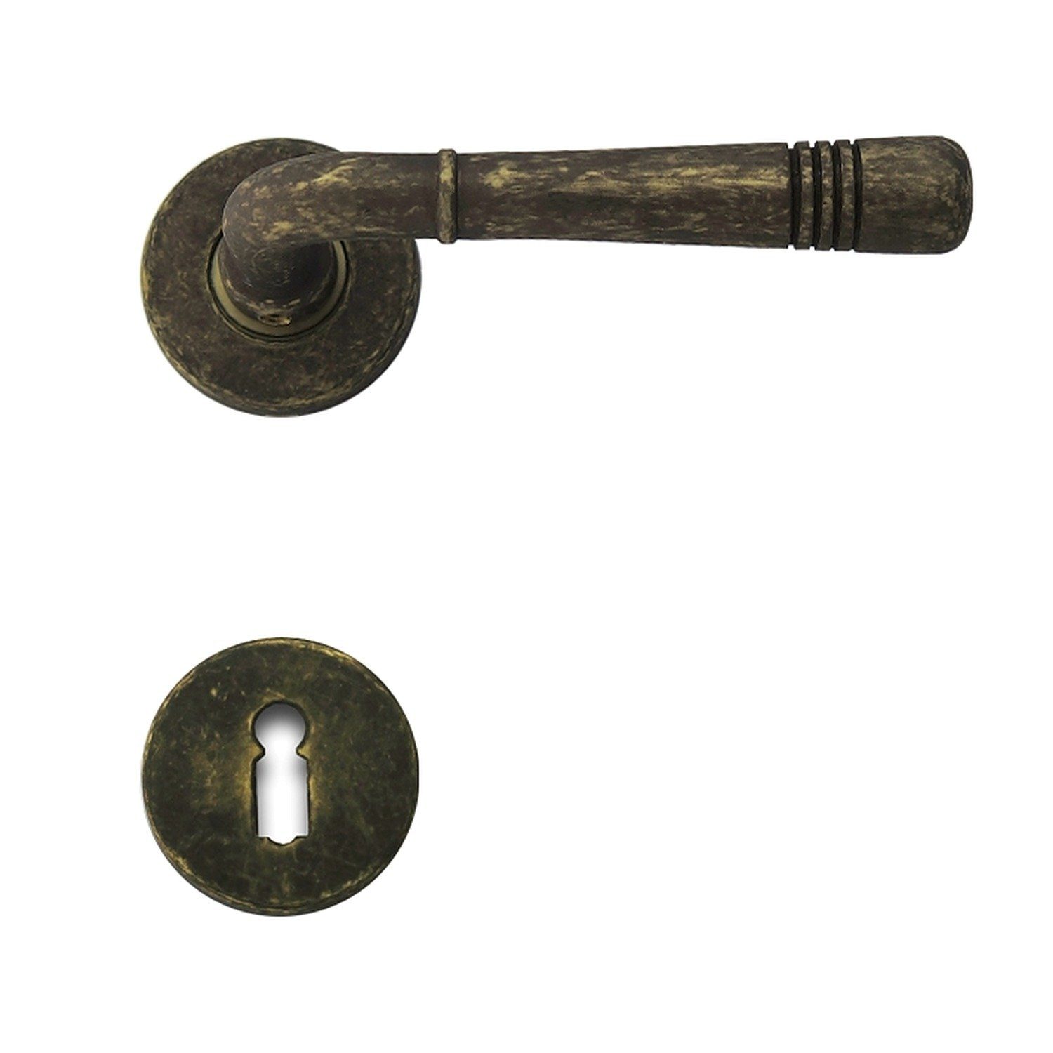 GHIDINI Türgriffpaar Berlin R716, Drücker/Drücker außen, Messing antik goldbraun