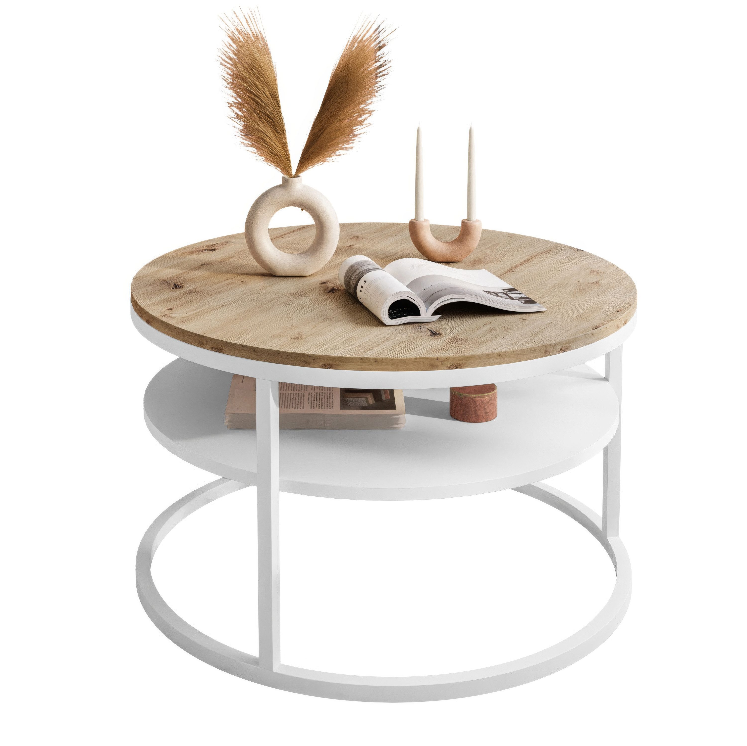 Lookway Couchtisch CIRI LOFT mit Ablage (1 Tisch), Durchmesser: 70 cm, Höhe: 49 cm – Bild 4 von 5