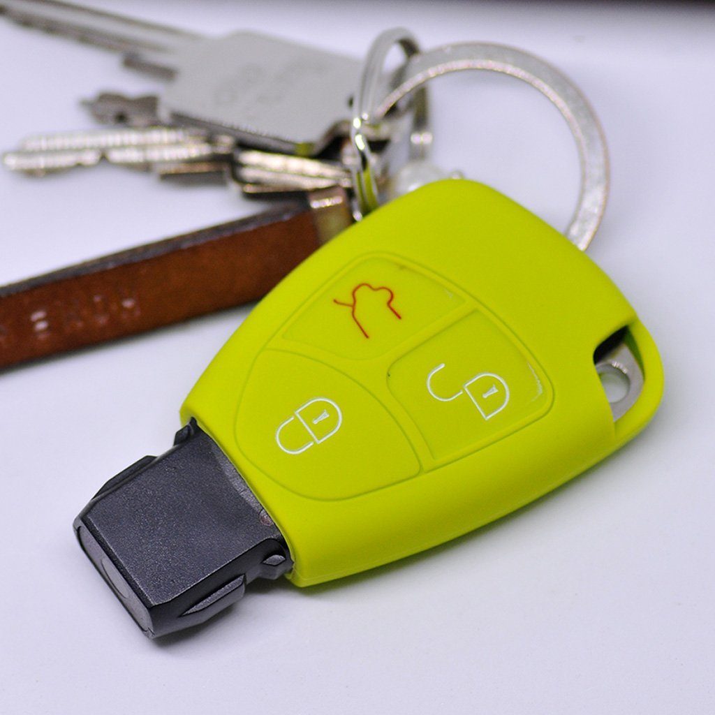mt-key Schlüsseltasche Autoschlüssel für W204 Softcase W211 CLK C-Klasse W245 A209 W203 Silikon Mercedes Schutzhülle SLK Apfelgrün, W169 S203 Benz