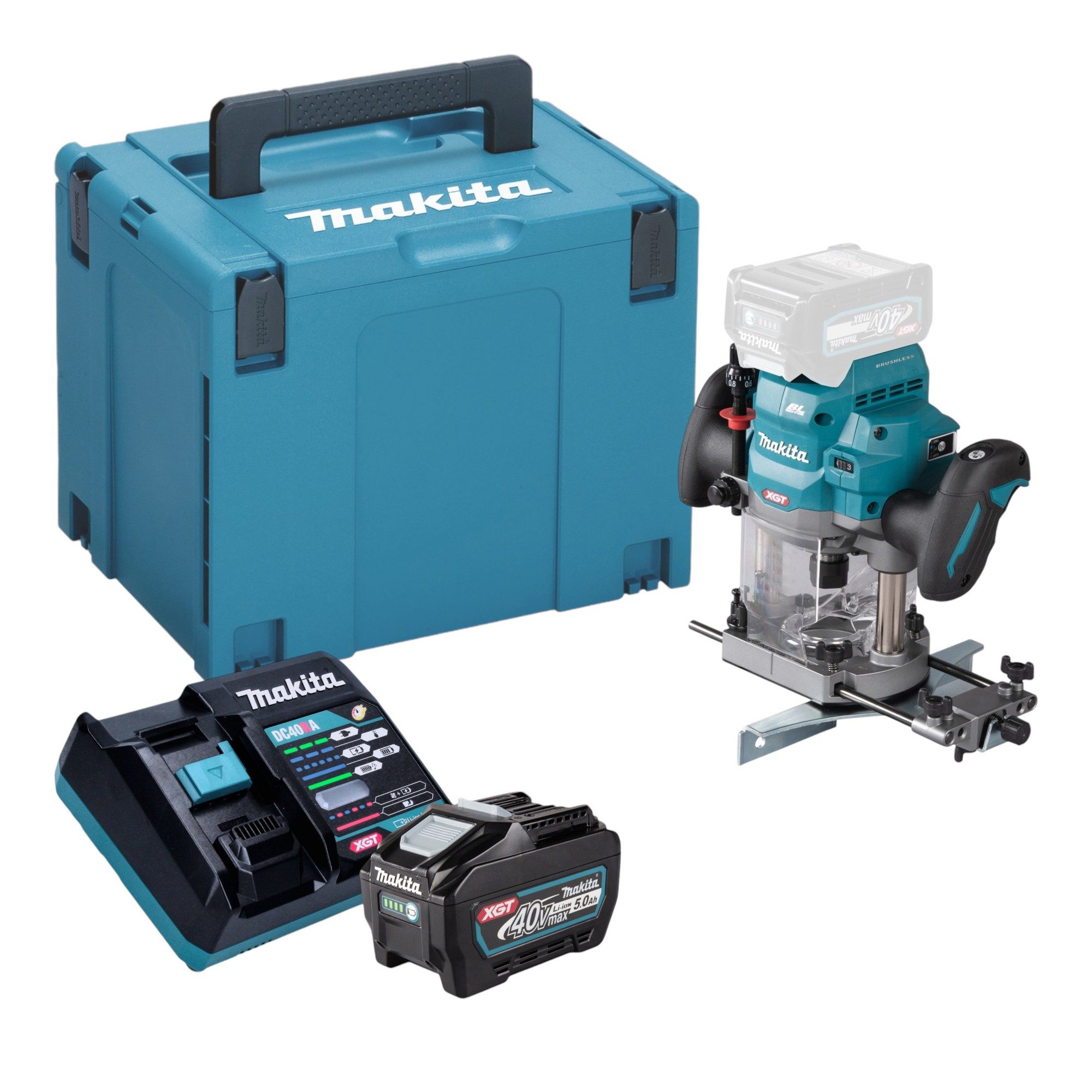 Makita Oberfräse RP 001 GT101 40 V max. 12 mm Brushless + 1x Akku 5,0 Ah + Makpac